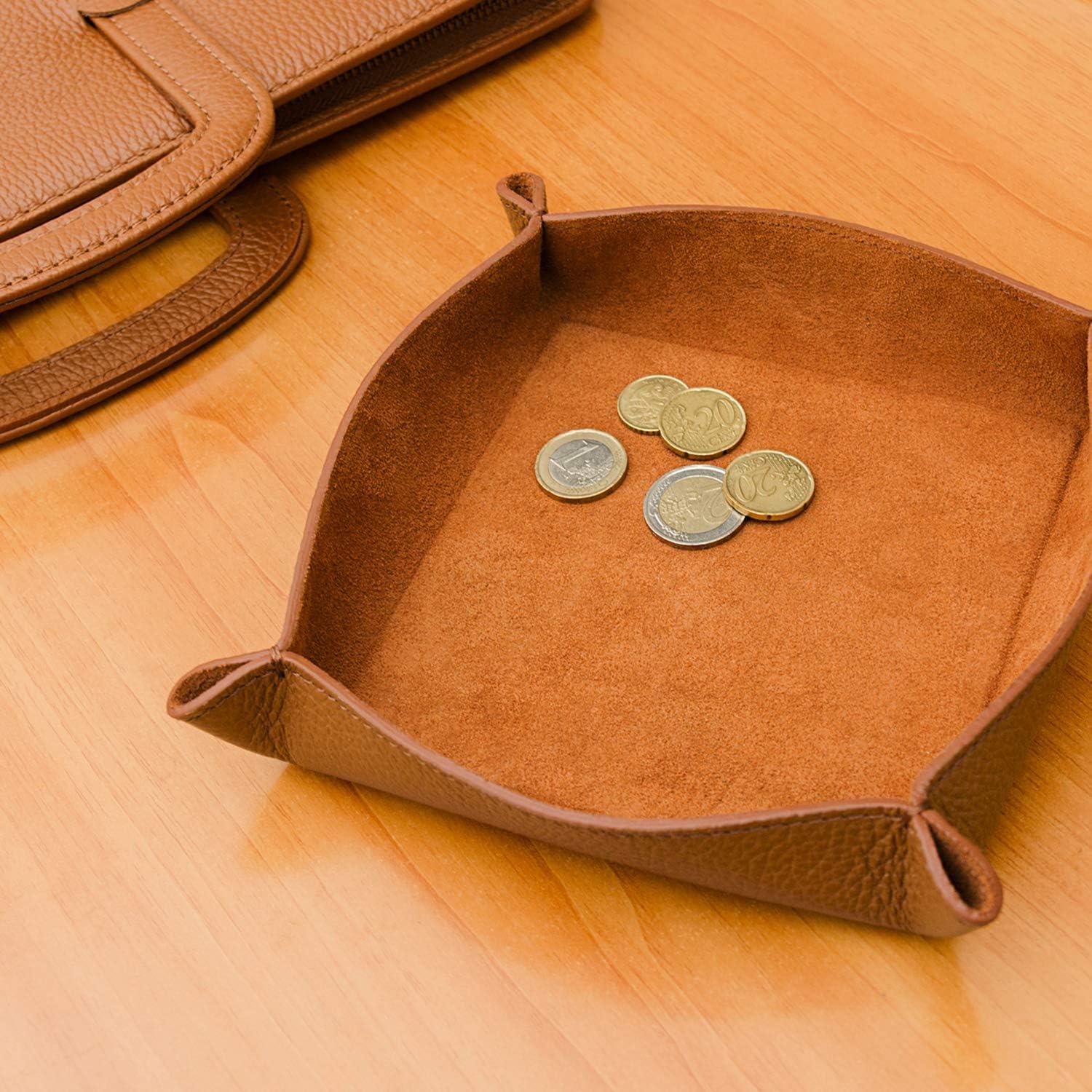 Organizador de bandeja de cuero Maruse italiano, 20x19cm, color cuerda