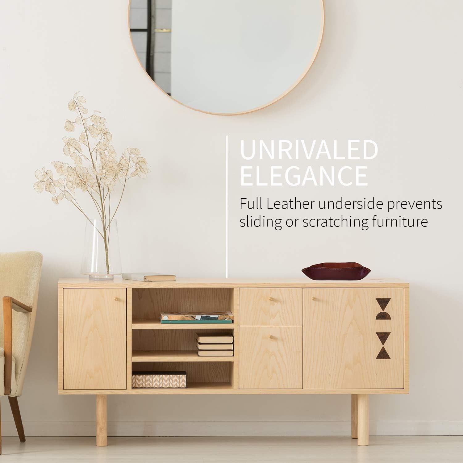 Organizador de bandeja de cuero Maruse italiano, 20x19cm, color cuerda