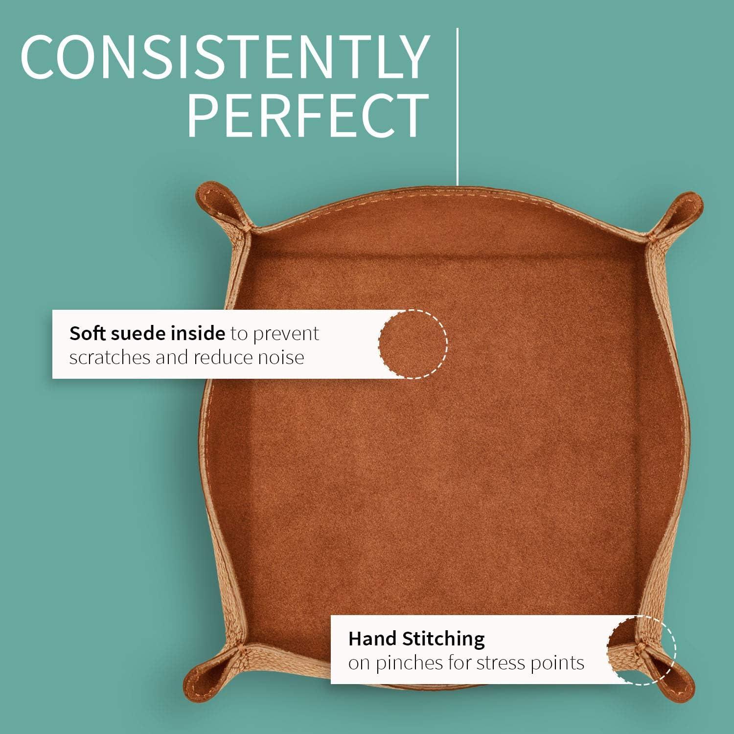 Organizador de bandeja de cuero Maruse italiano, 20x19cm, color cuerda