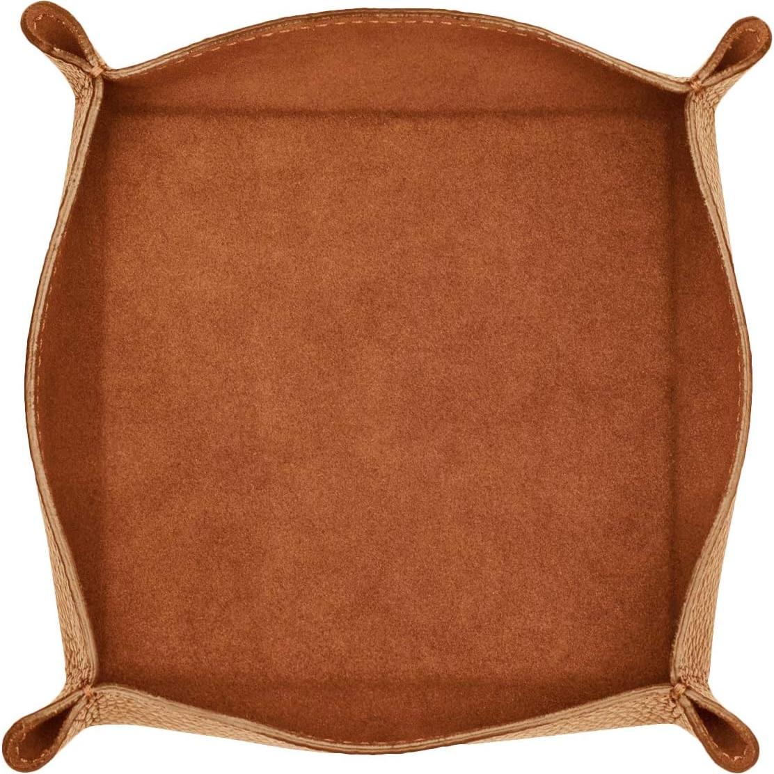 Organizador de bandeja de cuero Maruse italiano, 20x19cm, color cuerda