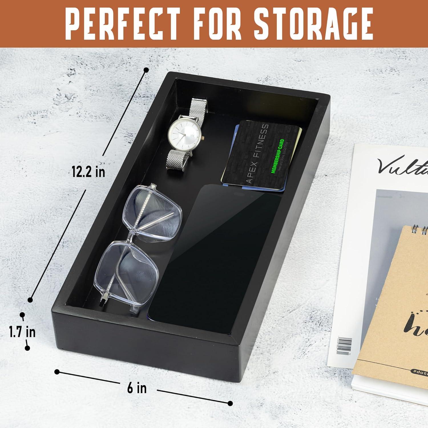 Bandeja de Valet Demigo de Acacia Negra 30.99x15.24 cm