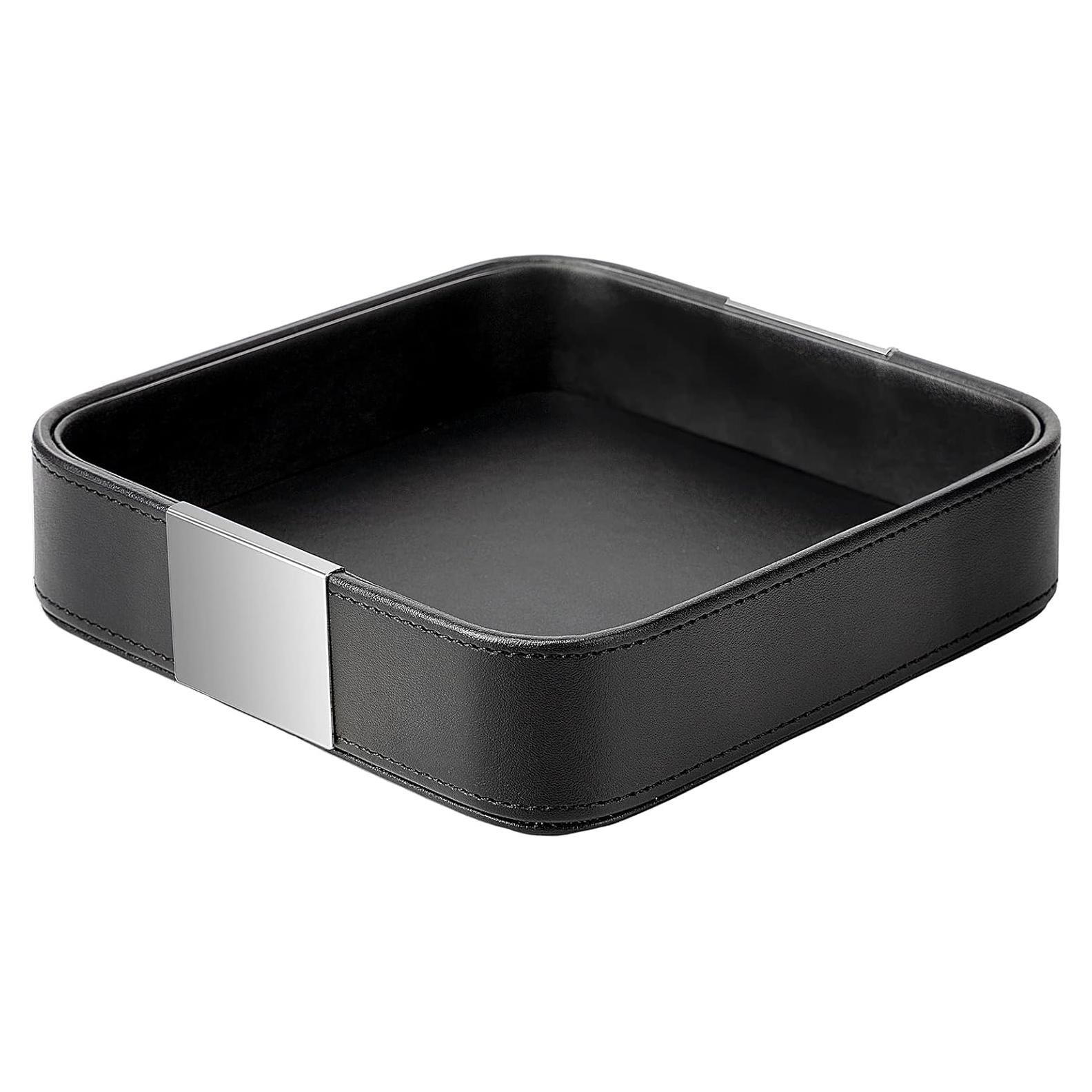 Organizador de Escritorio de Cuero SANZIE 19.1x18.4cm Negro