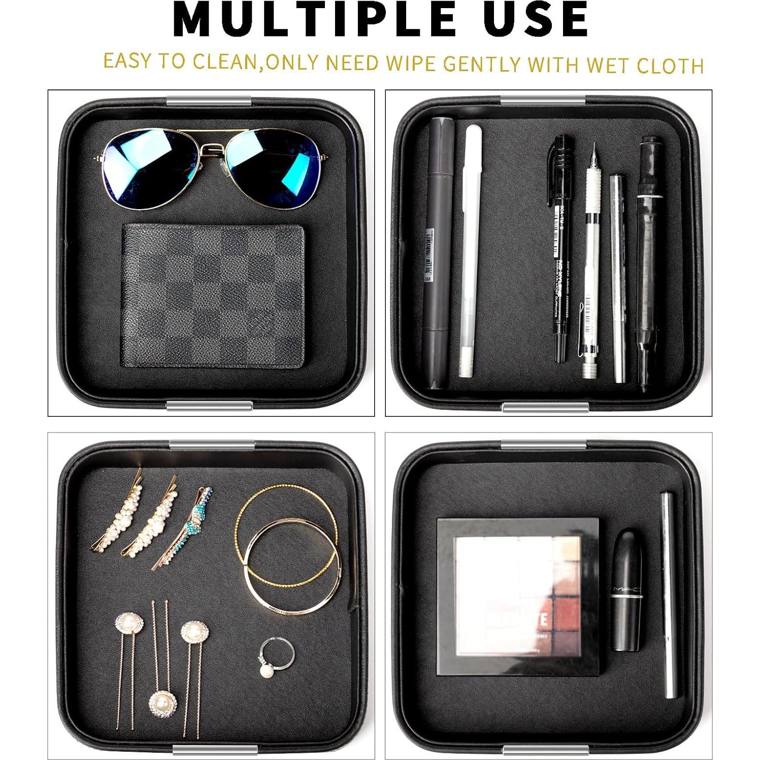 Organizador de Escritorio de Cuero SANZIE 19.1x18.4cm Negro