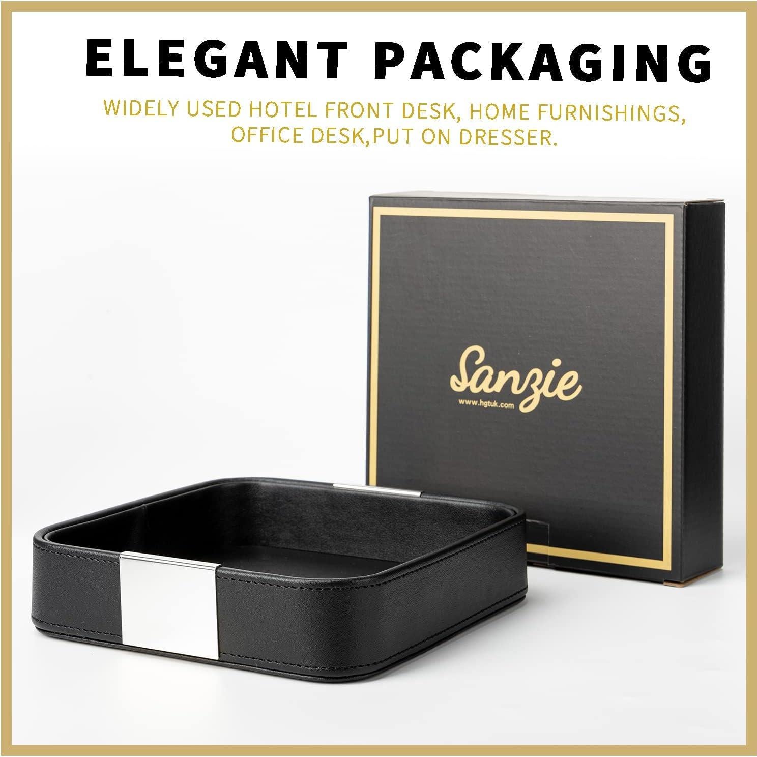 Organizador de Escritorio de Cuero SANZIE 19.1x18.4cm Negro