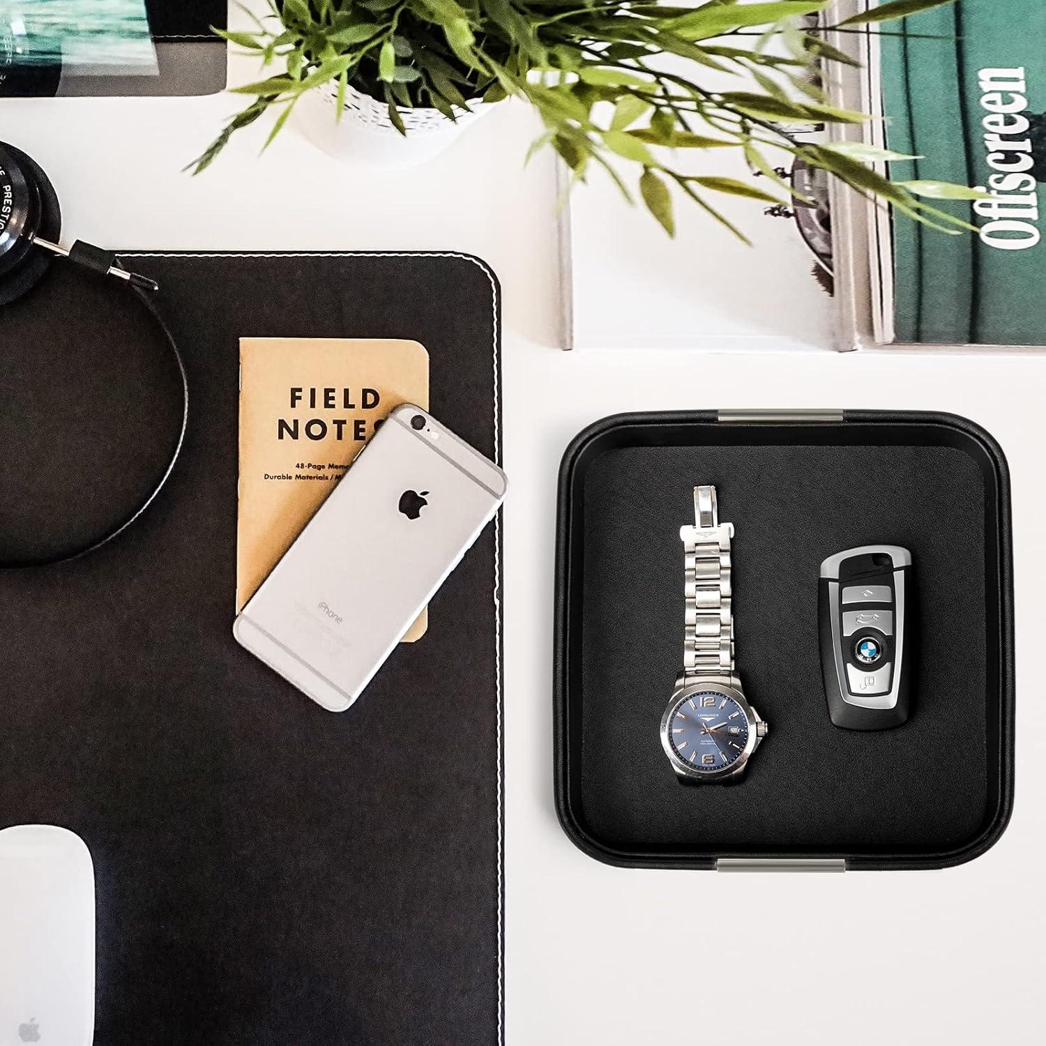 Organizador de Escritorio de Cuero SANZIE 19.1x18.4cm Negro