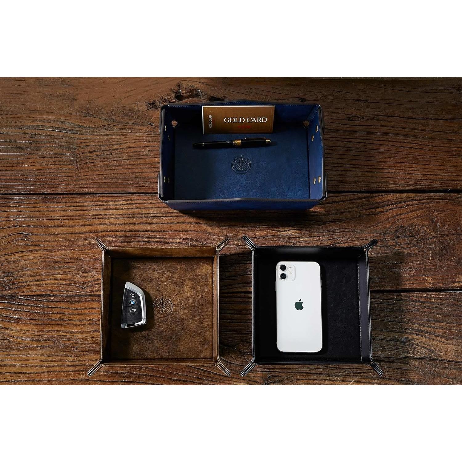 Bandeja Valet de Cuero PU OARIE Azul Oscuro 27.4x18.3cm