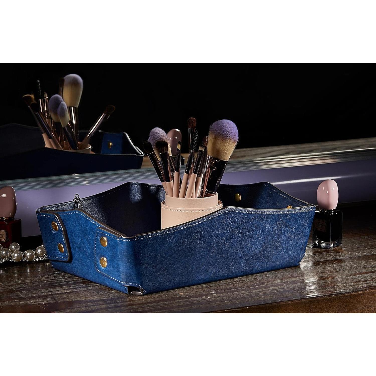 Bandeja Valet de Cuero PU OARIE Azul Oscuro 27.4x18.3cm