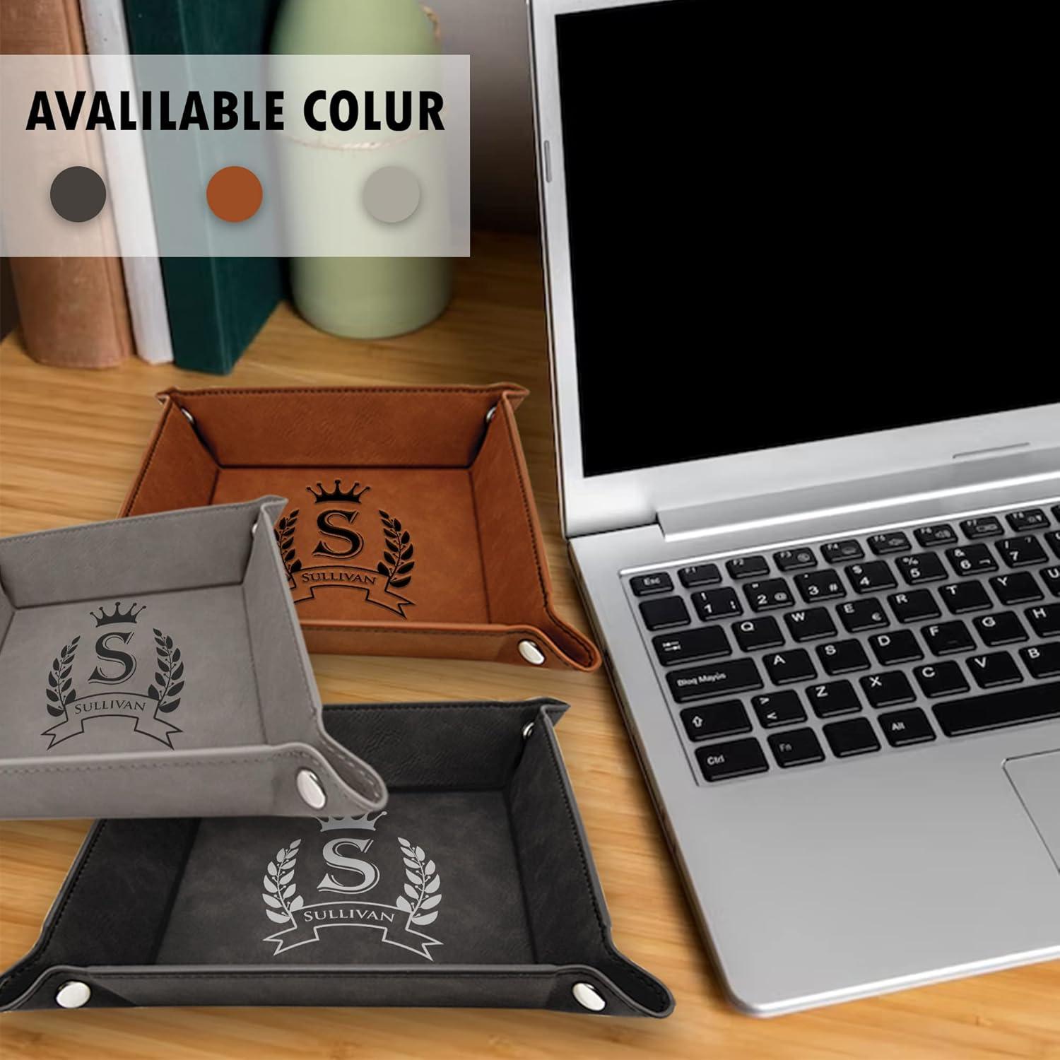 Bandeja de Valet de Cuero PU Krazy Case Marrón 24.1x24.1cm