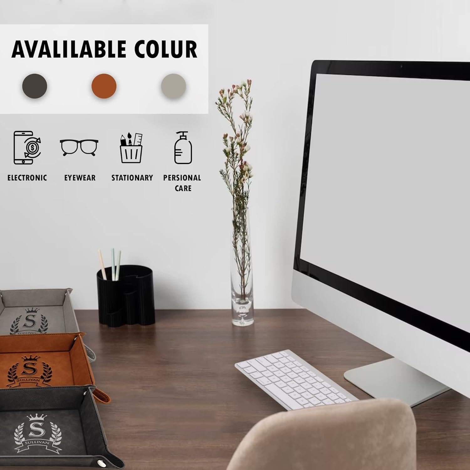 Bandeja de Valet de Cuero PU Krazy Case Marrón 24.1x24.1cm