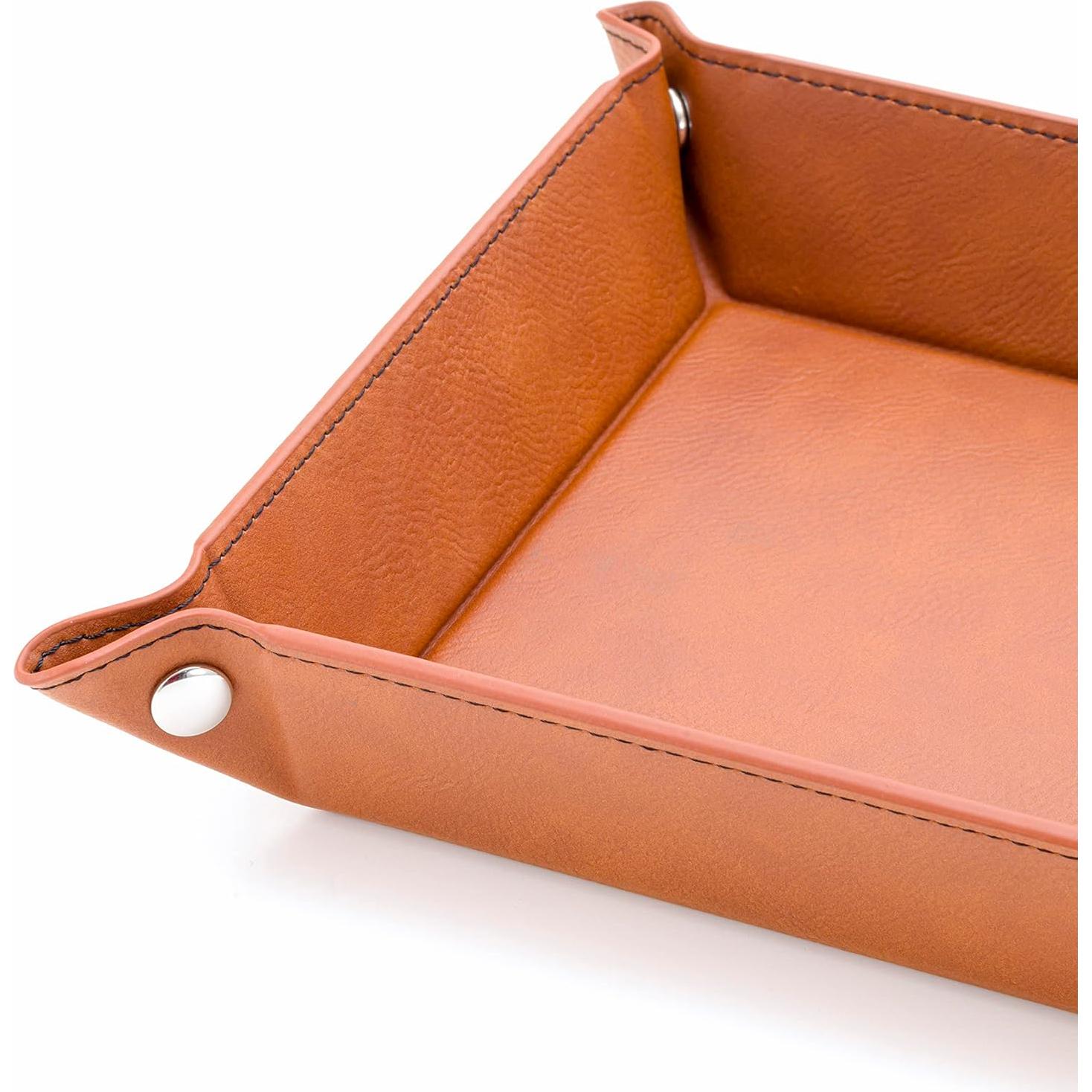 Bandeja de Valet de Cuero PU Krazy Case Marrón 24.1x24.1cm