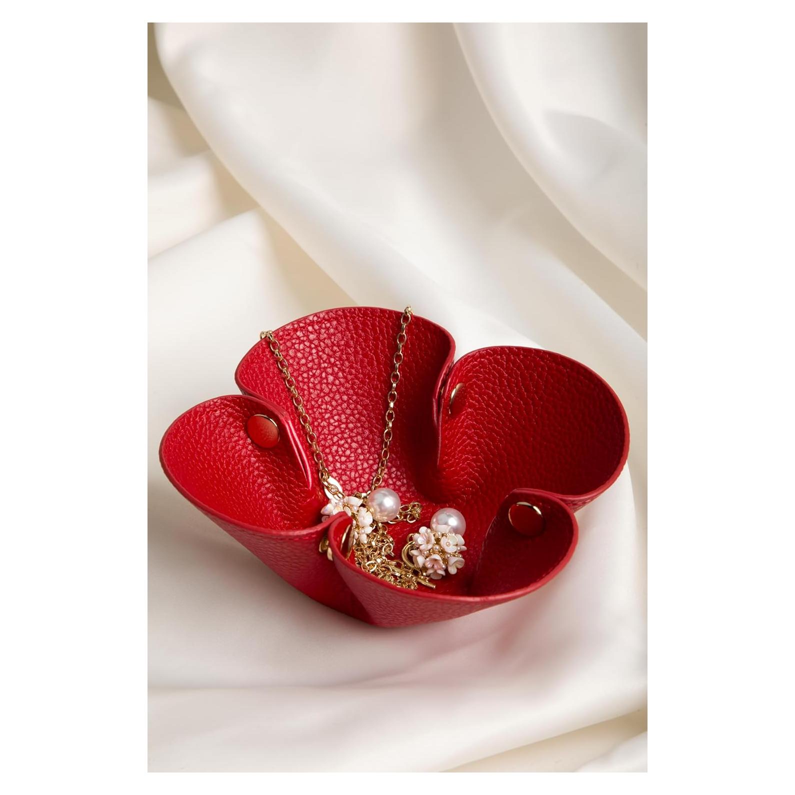 Bandeja de Joyería Plegable de Cuero Rojo TotallyMint TR2024