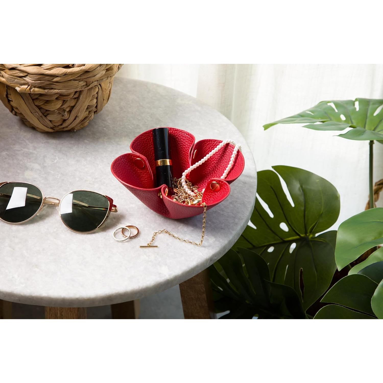 Bandeja de Joyería Plegable de Cuero Rojo TotallyMint TR2024