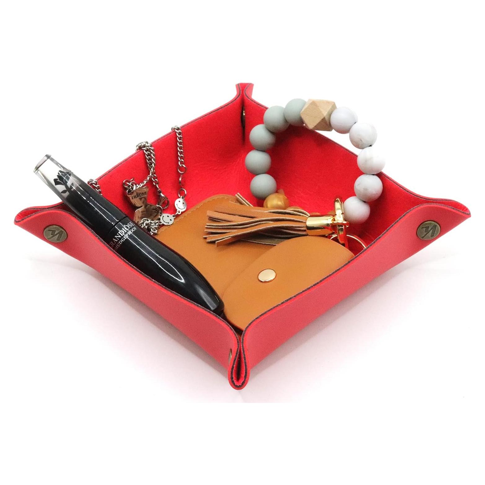 Bandeja de Valet K de Cuero Sintético Rojo 2PACK - Almacenamiento