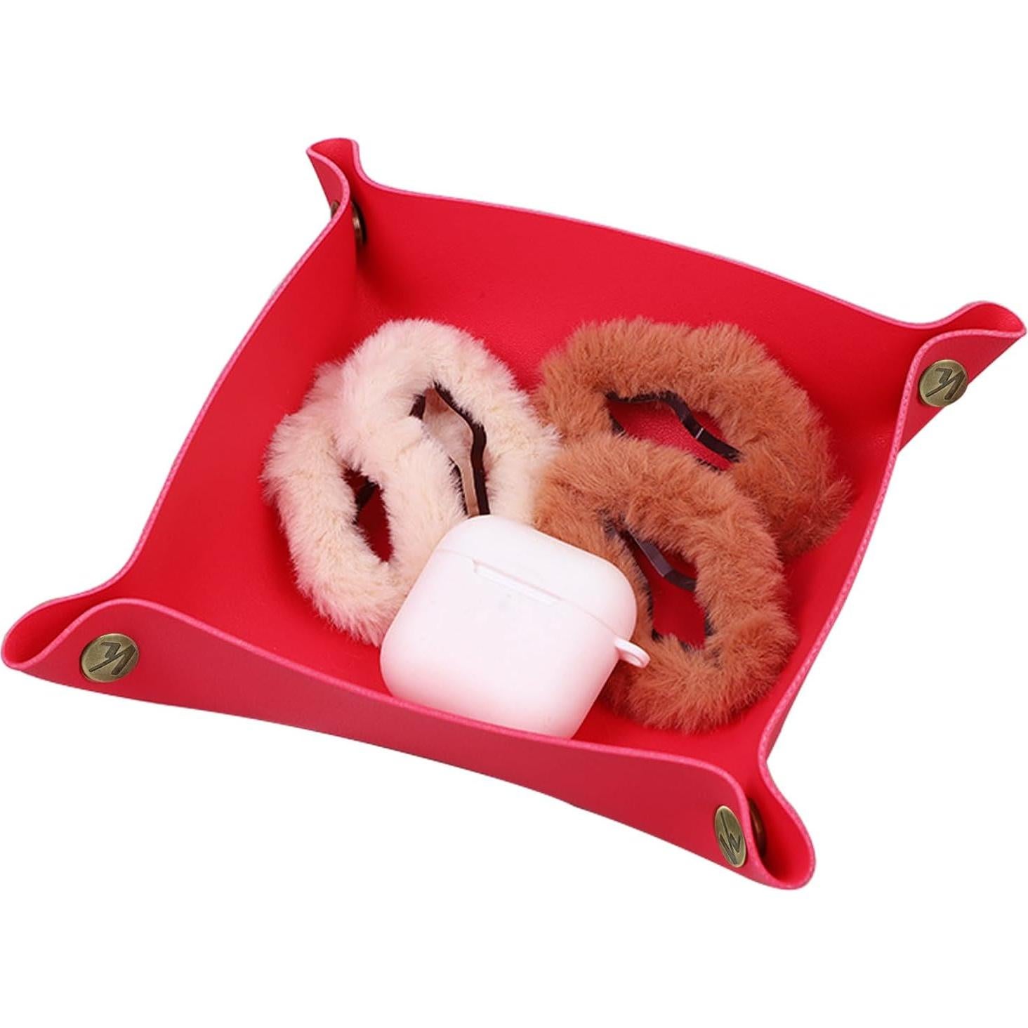 Bandeja de Valet K de Cuero Sintético Rojo 2PACK - Almacenamiento