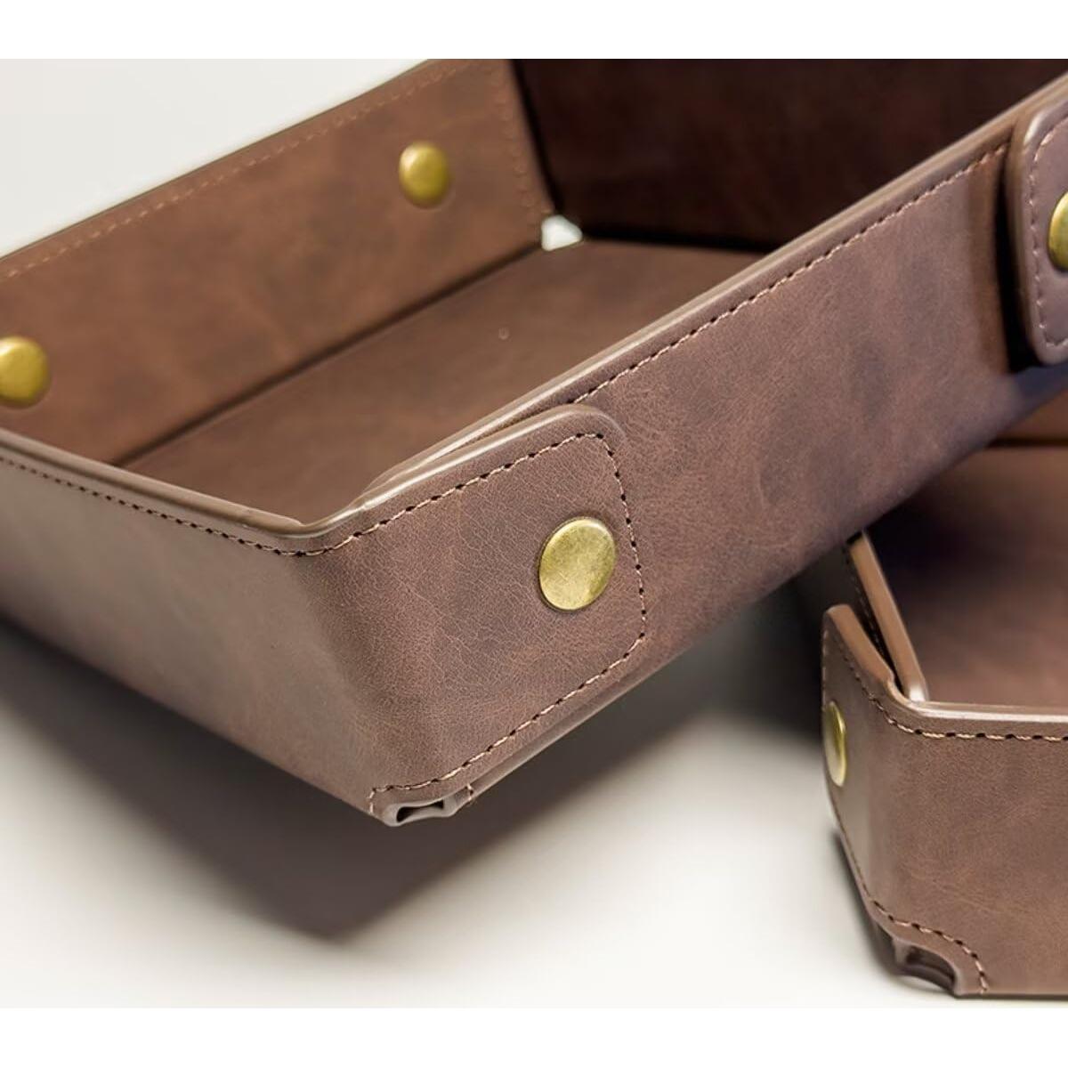 Bandeja Organizadora de Escritorio LLmoway de Cuero PU Marrón