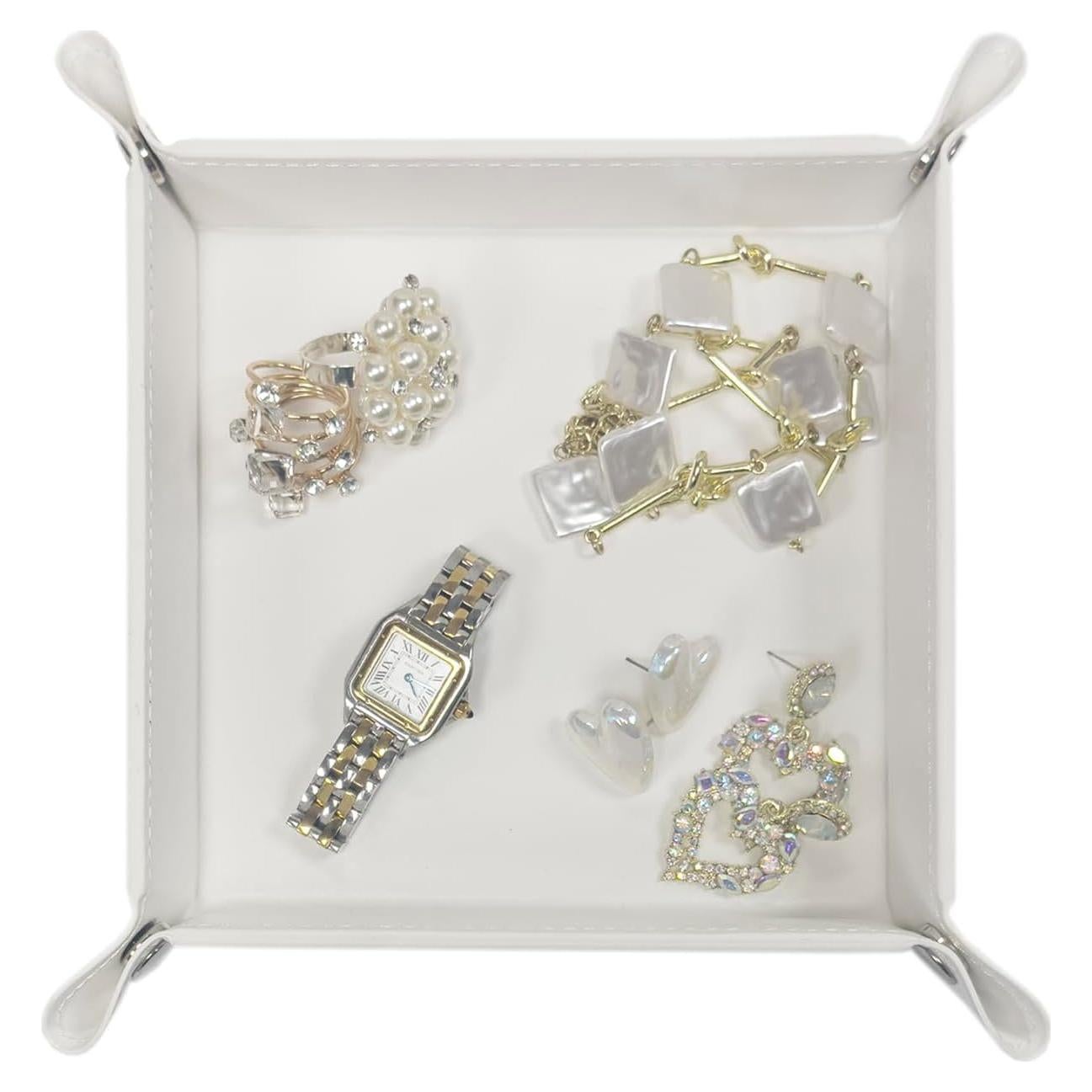 Bandeja de Valet UnionBasic Blanca 22.2x22.2 cm Cuero Sintético