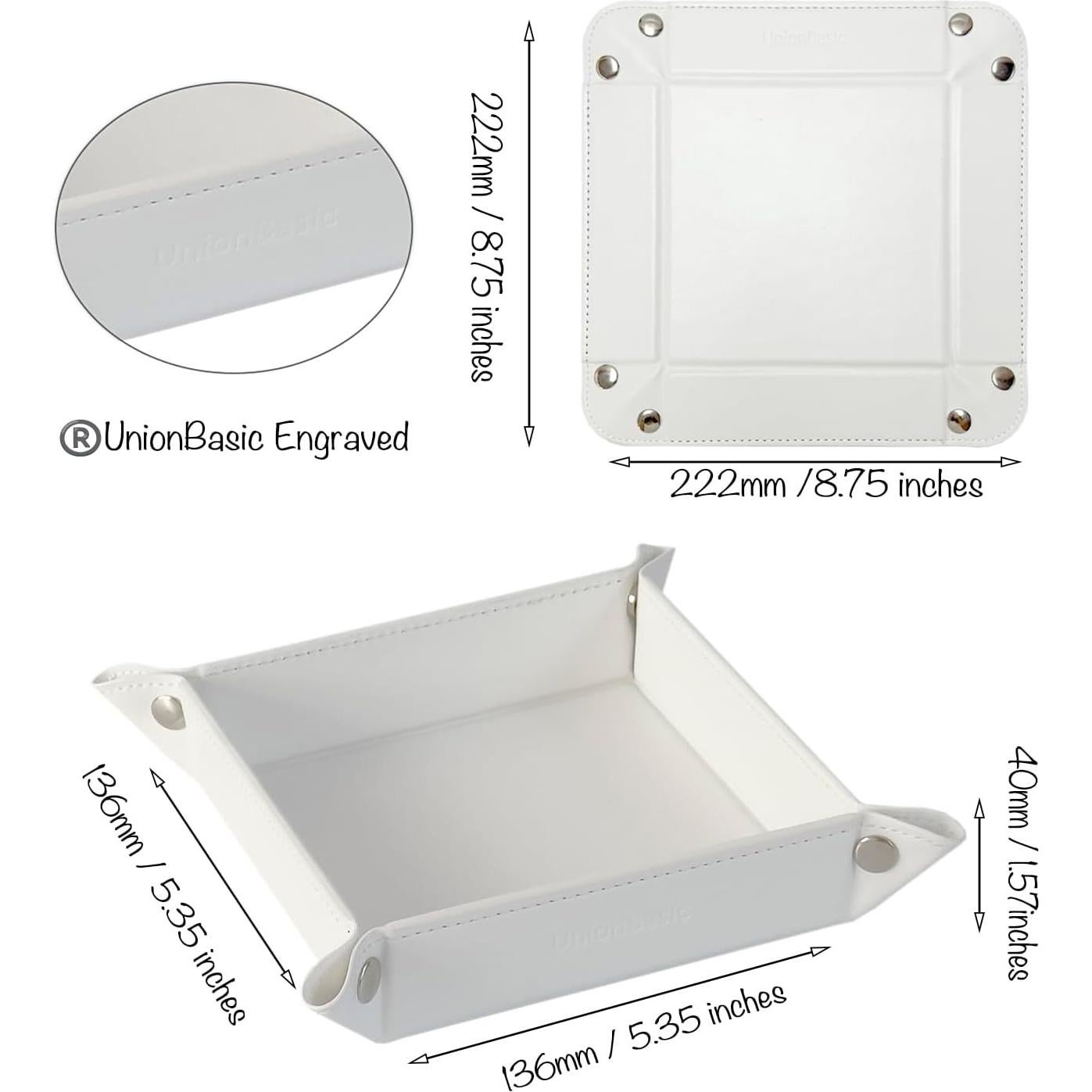 Bandeja de Valet UnionBasic Blanca 22.2x22.2 cm Cuero Sintético