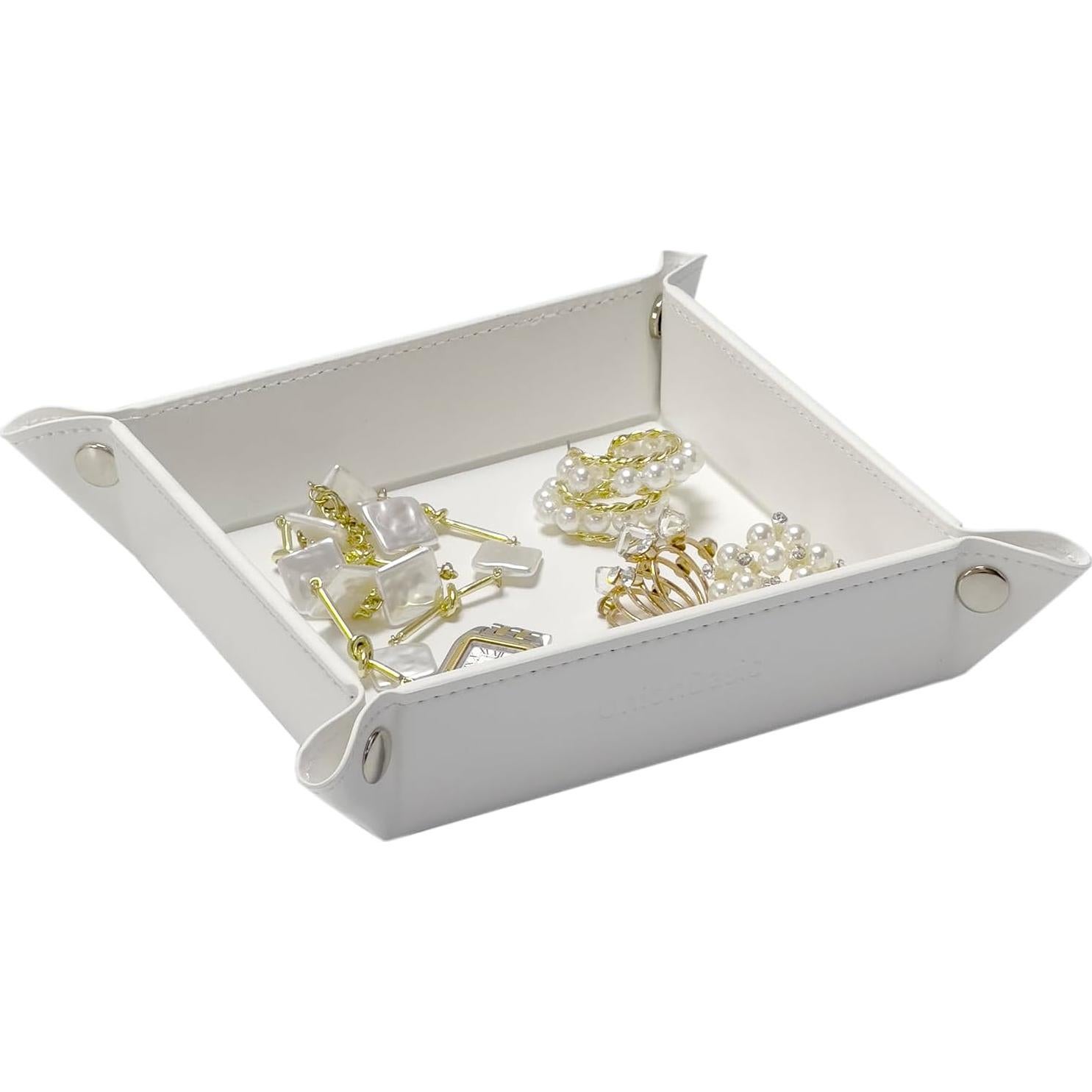 Bandeja de Valet UnionBasic Blanca 22.2x22.2 cm Cuero Sintético
