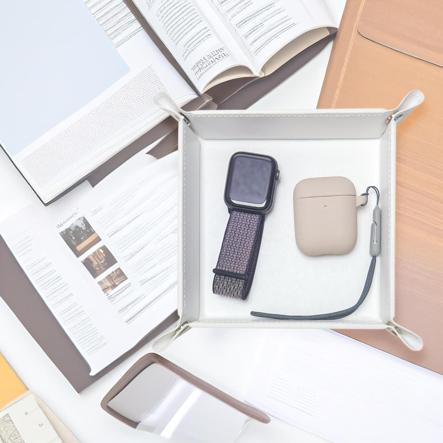 Bandeja de Valet UnionBasic Blanca 22.2x22.2 cm Cuero Sintético