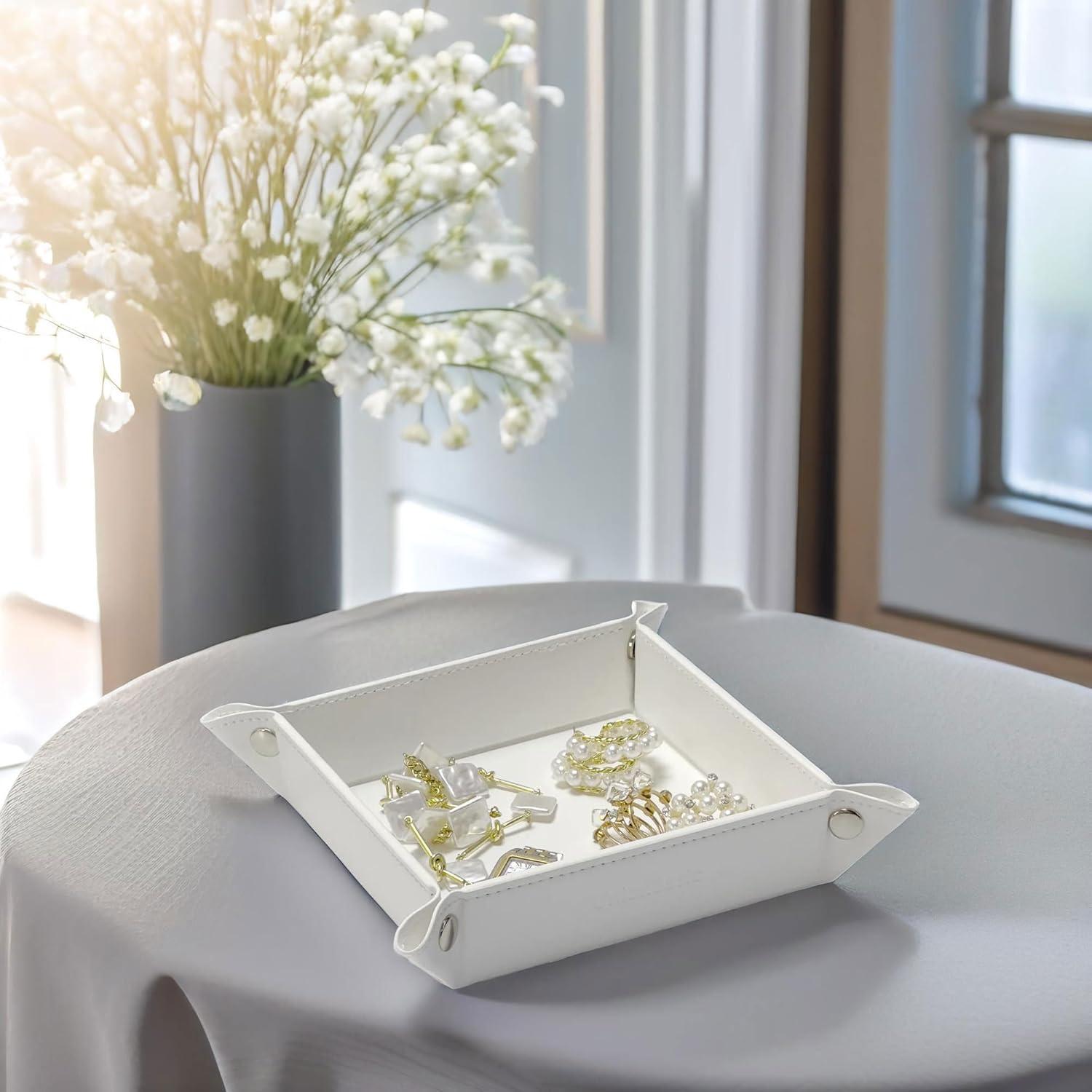 Bandeja de Valet UnionBasic Blanca 22.2x22.2 cm Cuero Sintético