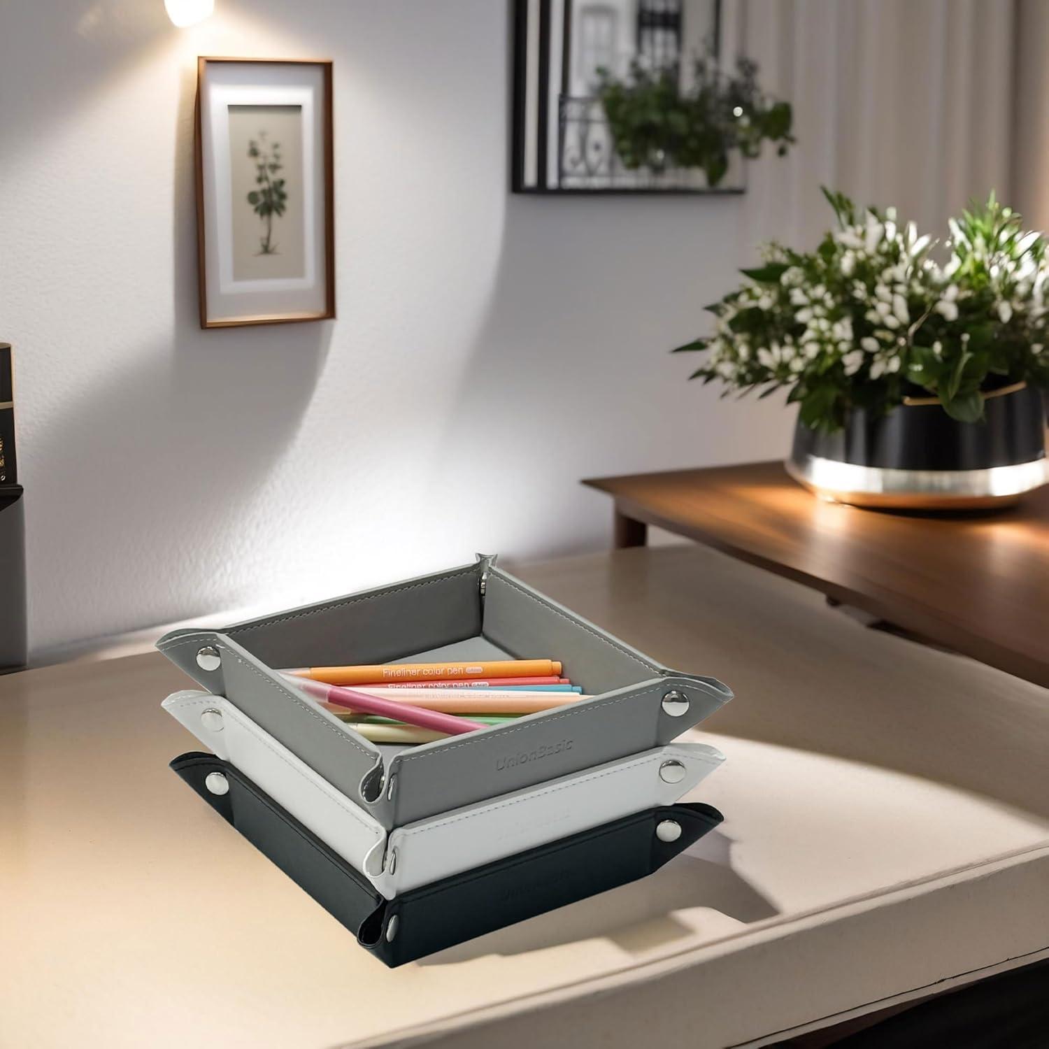 Bandeja de Valet UnionBasic Blanca 22.2x22.2 cm Cuero Sintético