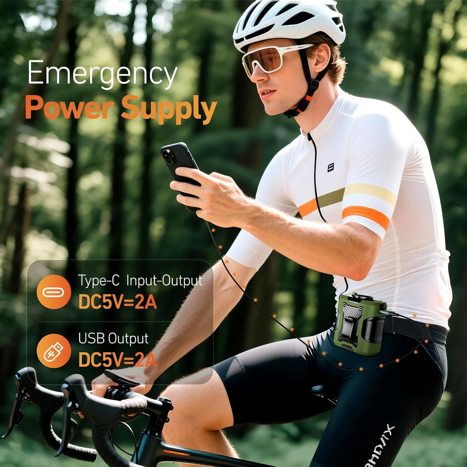 Ventilador de Cintura Portátil Enioem 20000mAh 100 Velocidades Verde