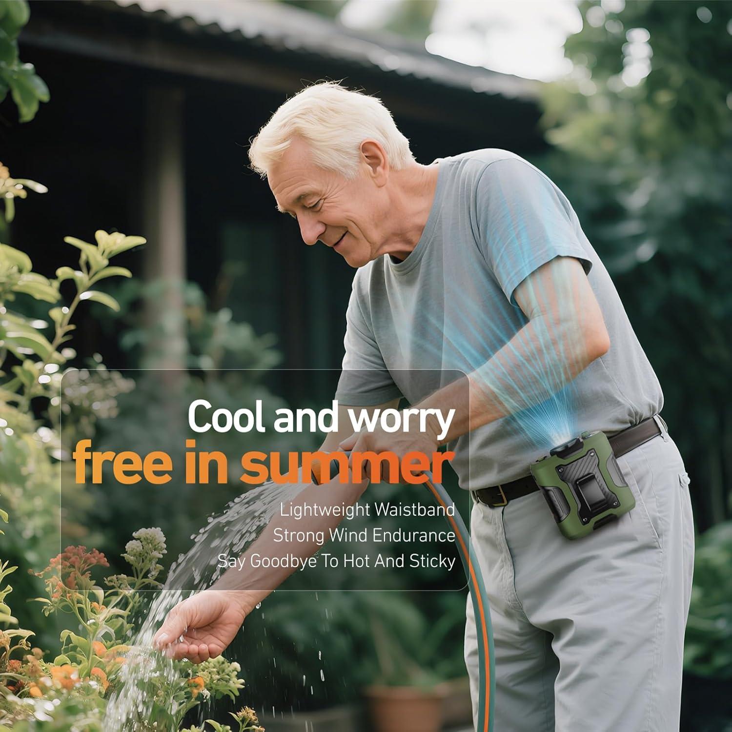 Ventilador de Cintura Portátil Enioem 20000mAh 100 Velocidades Verde