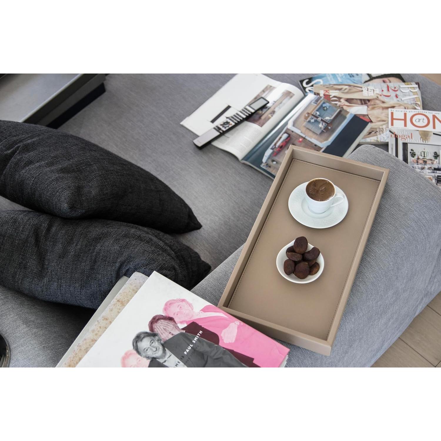 Bandeja de Cuero Sintético MOENA Camel Mate Grande - Organizador Multifuncional