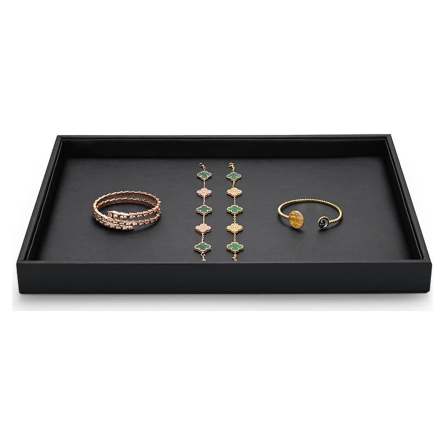 Bandeja de Joyería de Cuero PU Negro Woodten 35x24cm