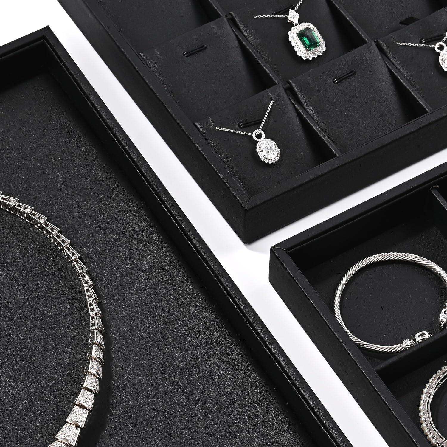 Bandeja de Joyería de Cuero PU Negro Woodten 35x24cm