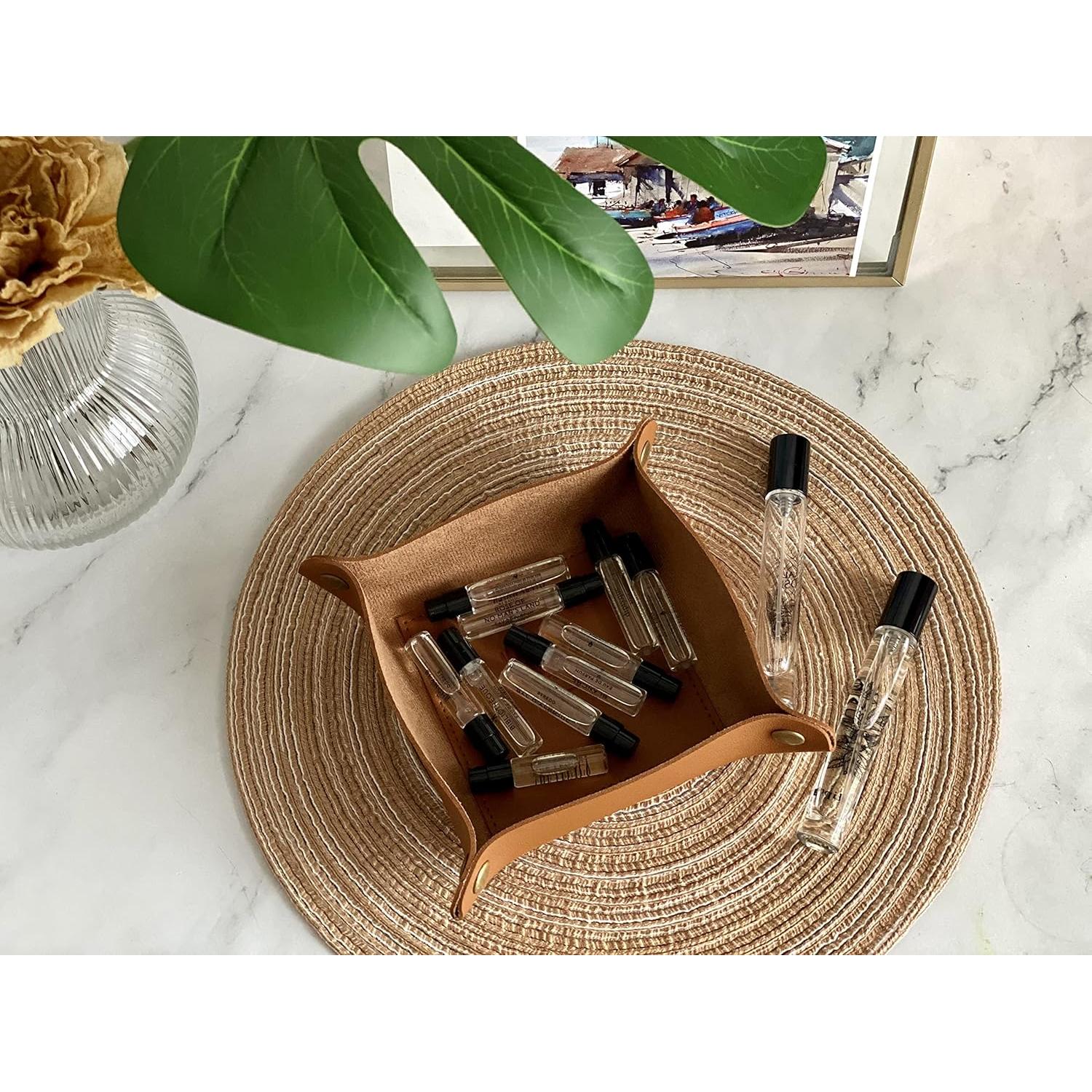 Organizador de Noche PhantAccy - Bandeja de Joyería Cuero Marrón