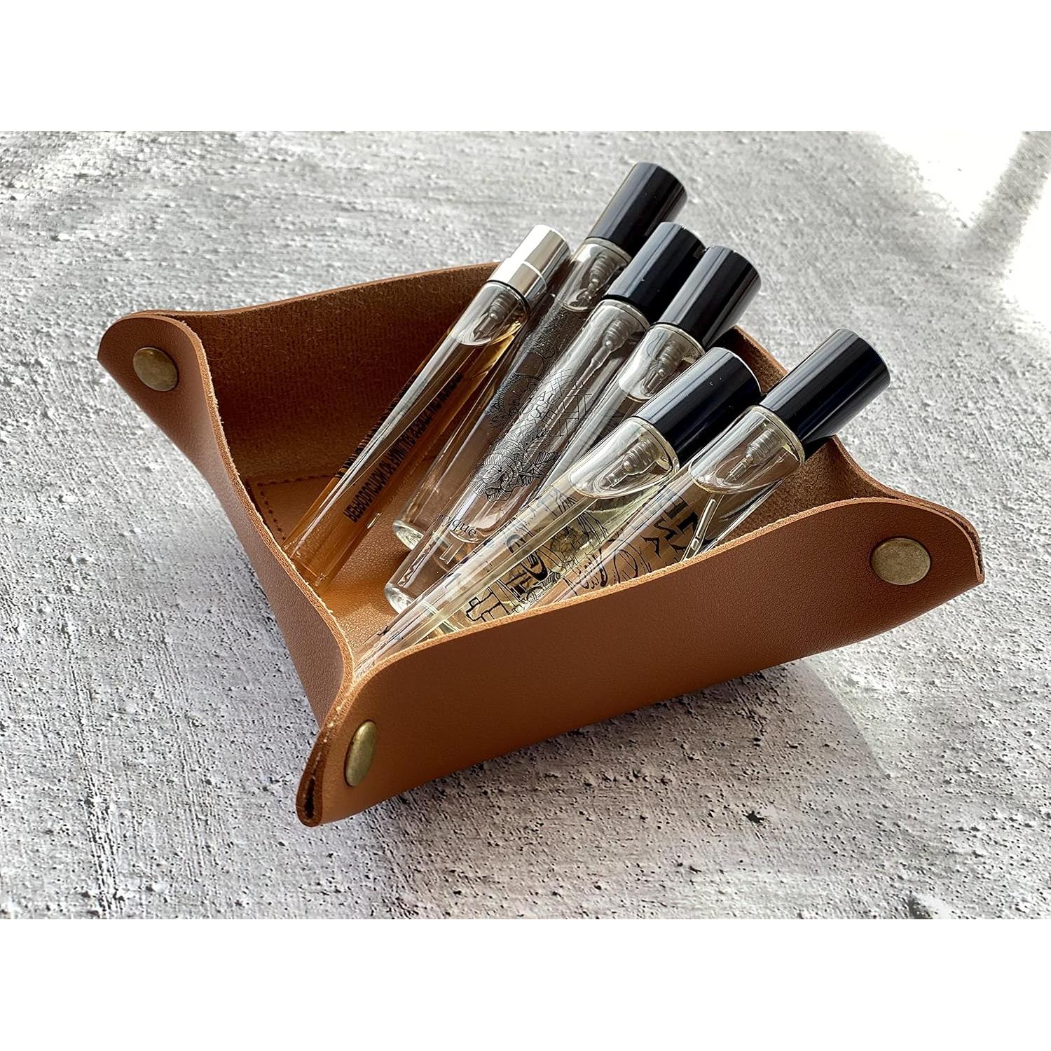 Organizador de Noche PhantAccy - Bandeja de Joyería Cuero Marrón