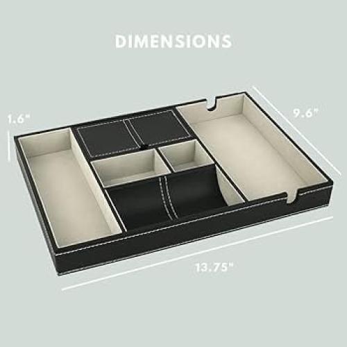 Organizador de Mesita de Noche Mantello Cuero Negro 34.9x24.4cm