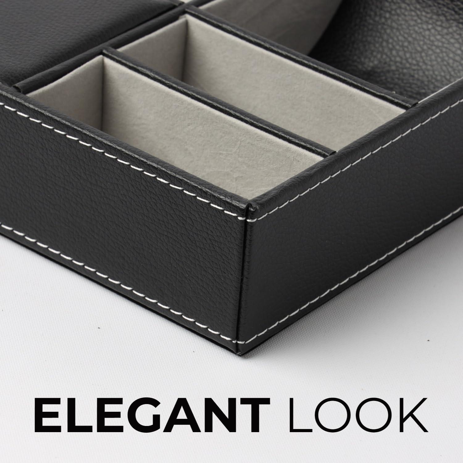 Organizador de Mesita de Noche Mantello Cuero Negro 34.9x24.4cm