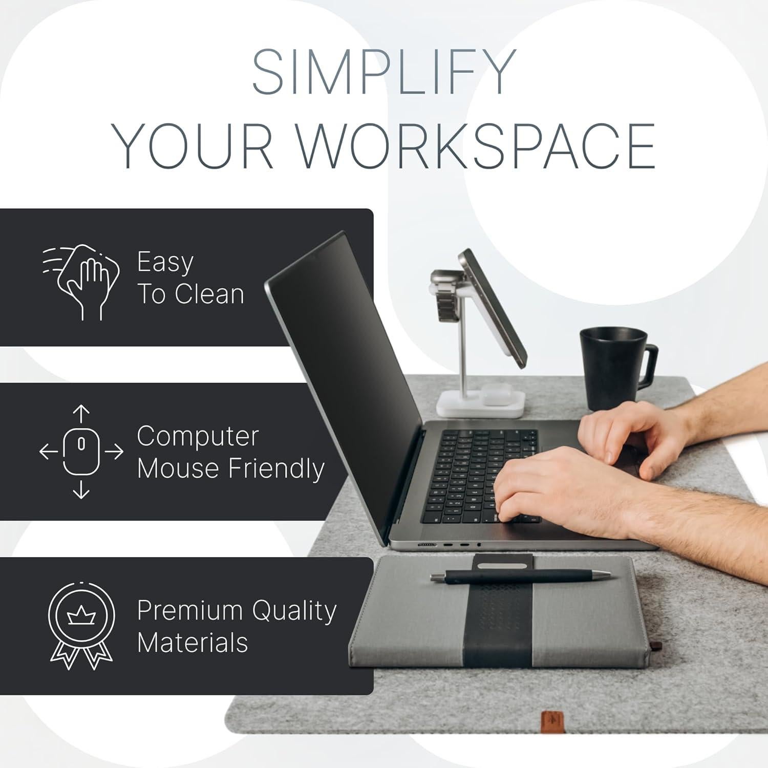 Bandeja de Valet y Tapete de Escritorio Fieltro Nordik 88.9x43.2cm