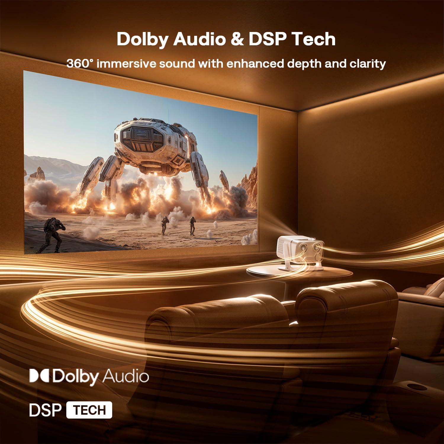 Proyector Inteligente Aurzen BOOM Mini 4K WiFi Bluetooth 20W