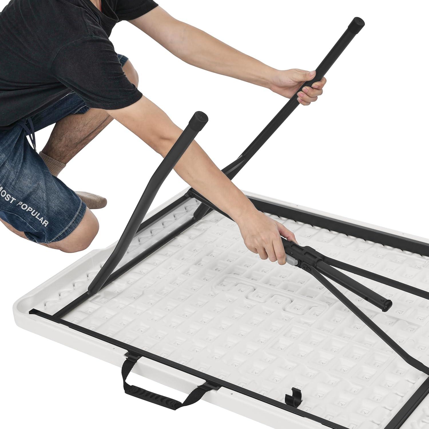 Mesa Plegable Amazon Basics 1.83 m Blanca para Interior y Exterior