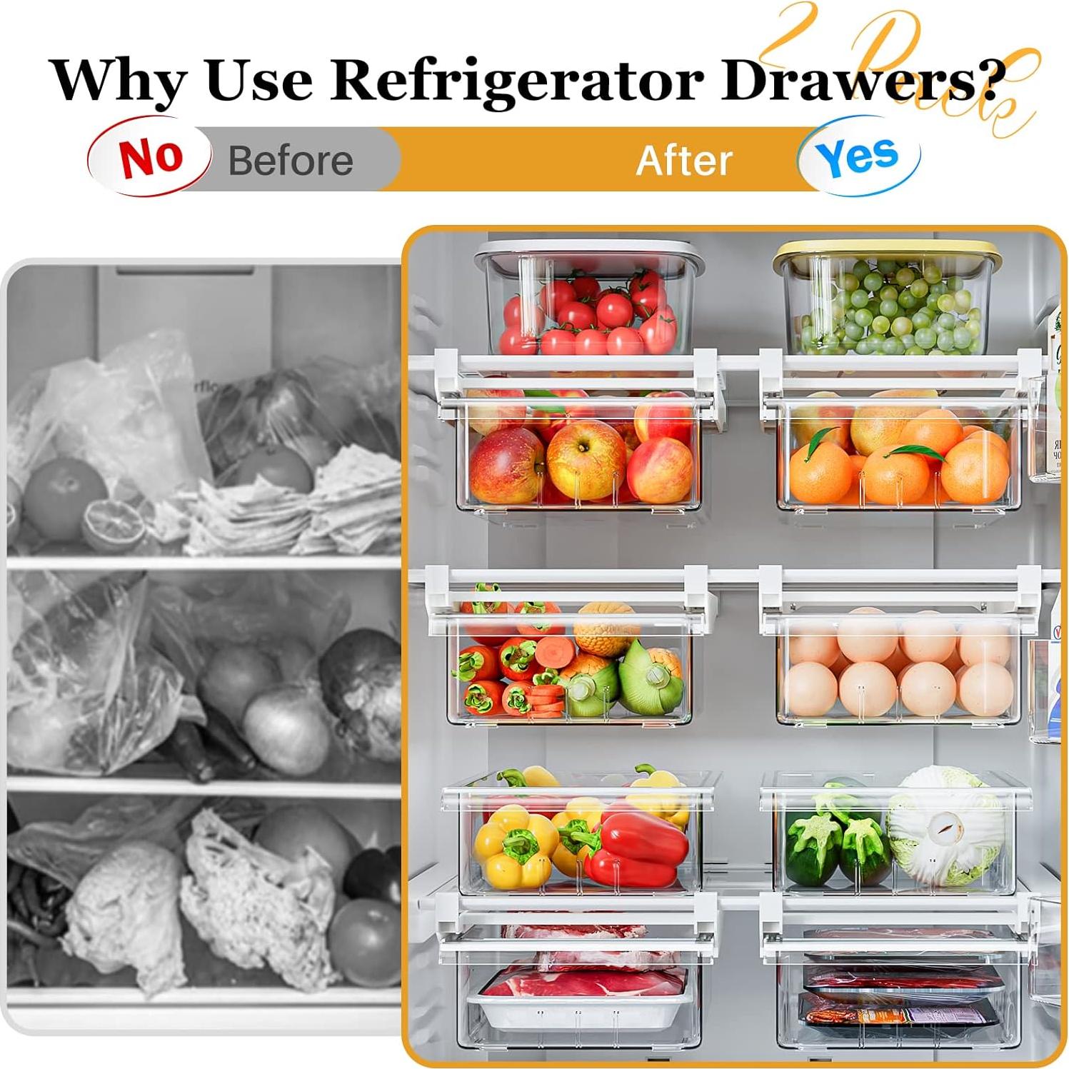 Organizador de Cajones para Refrigerador SNSLXH 2 Pack - Transparente