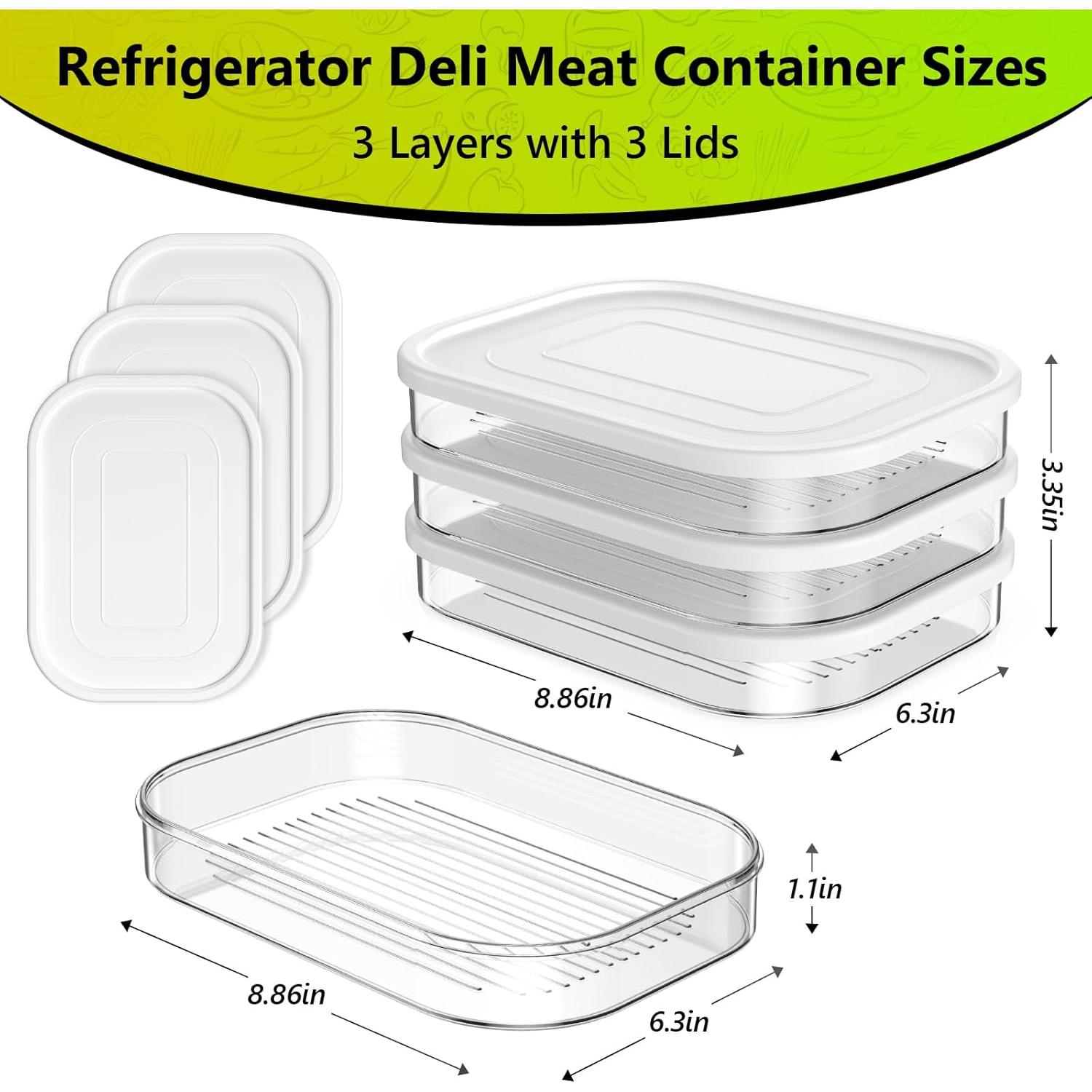 Contenedor de carne de charcutería XWF 3PCS apilables BPA Free