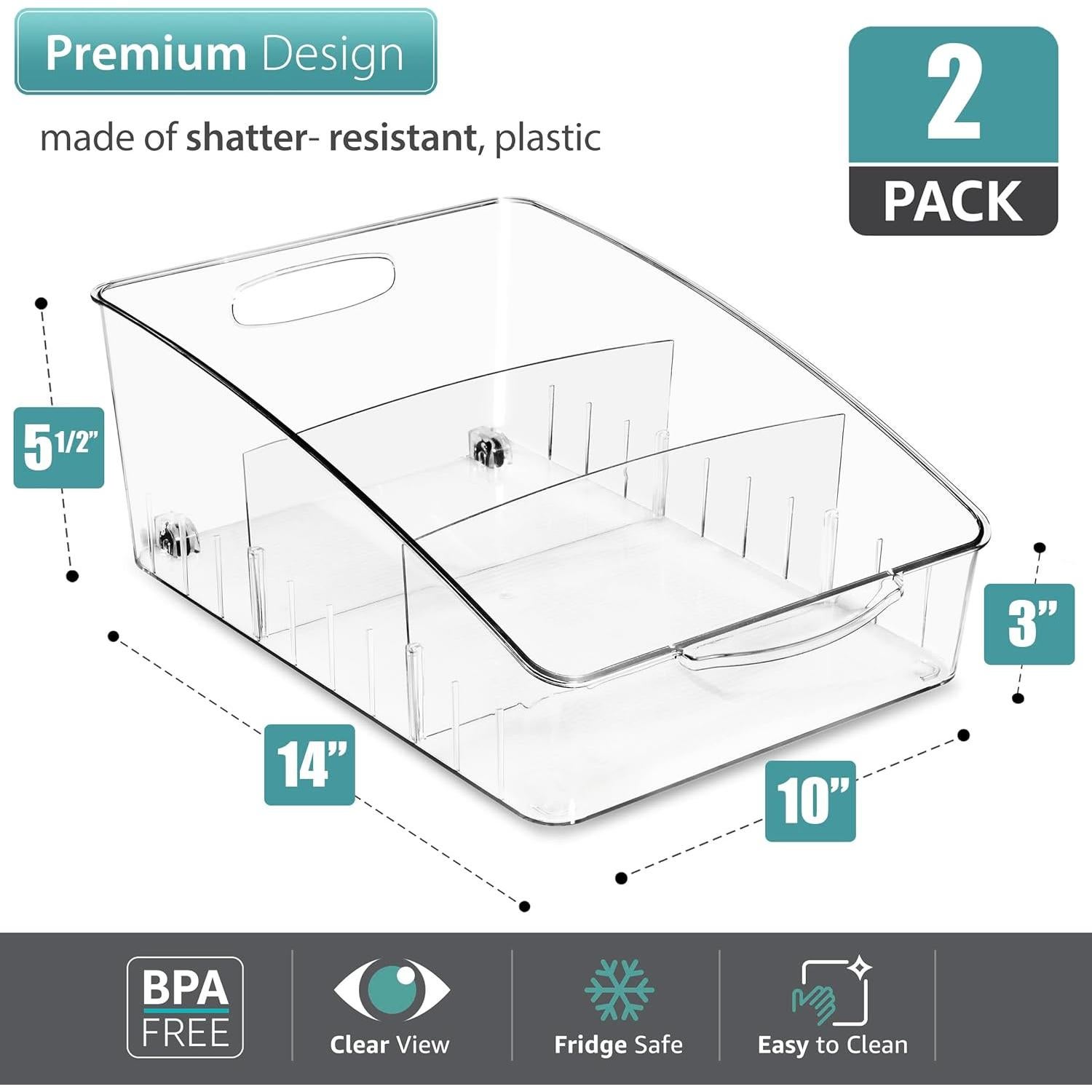 Organizador de Nevera Sorbus Grande con Ruedas - 2 Paquete