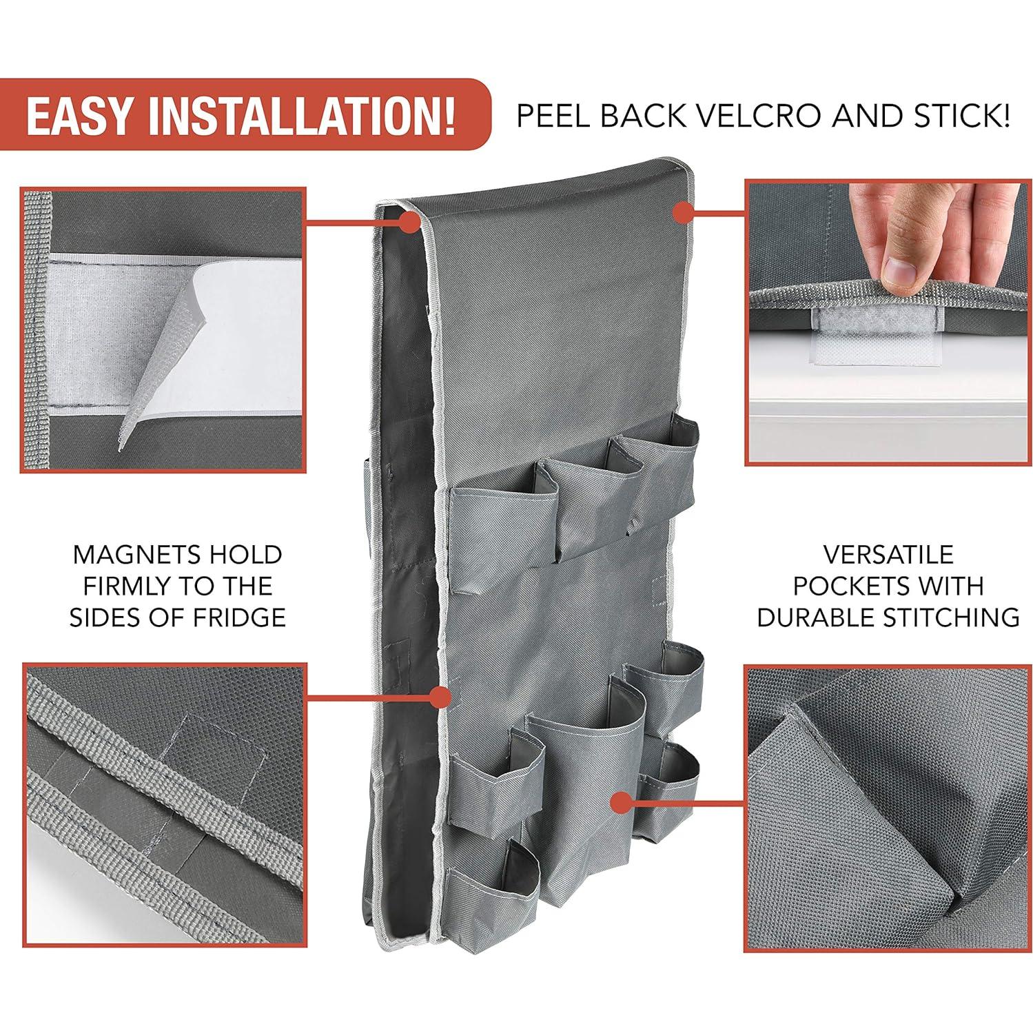 Organizador Doble sobre Refrigerador GlossyEnd 11 Bolsillos Gris