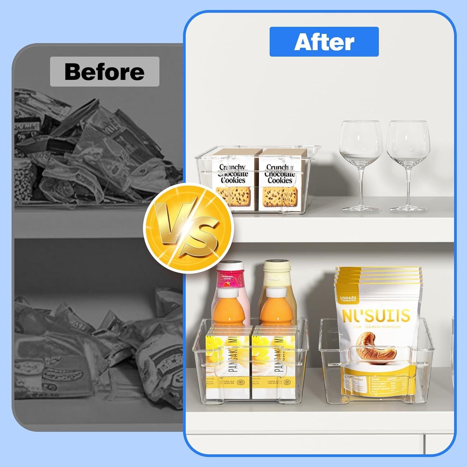 Paquete de 6 Contenedores Organizadores Transparentes MERATIA 31.5x15.5 cm