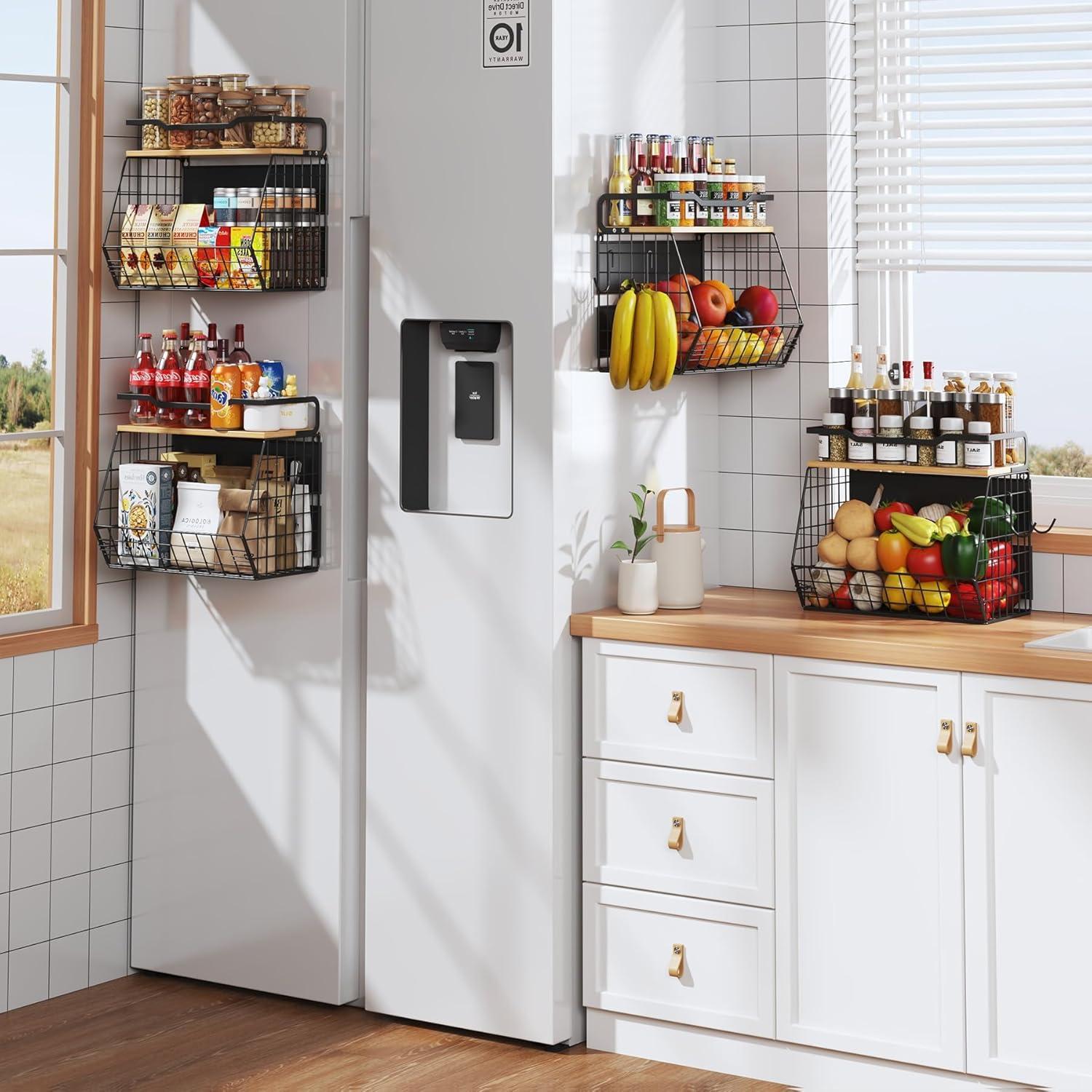 Estante Magnético para Nevera Litwaro Negro 35x17.2x30cm