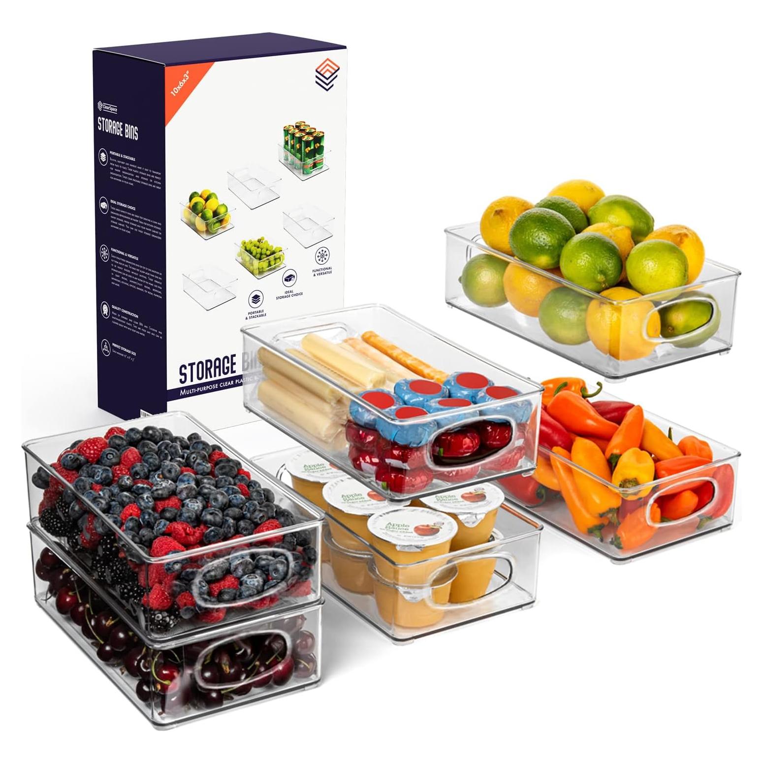 Bins de Plástico ClearSpace para Almacenamiento - 6 Unidades