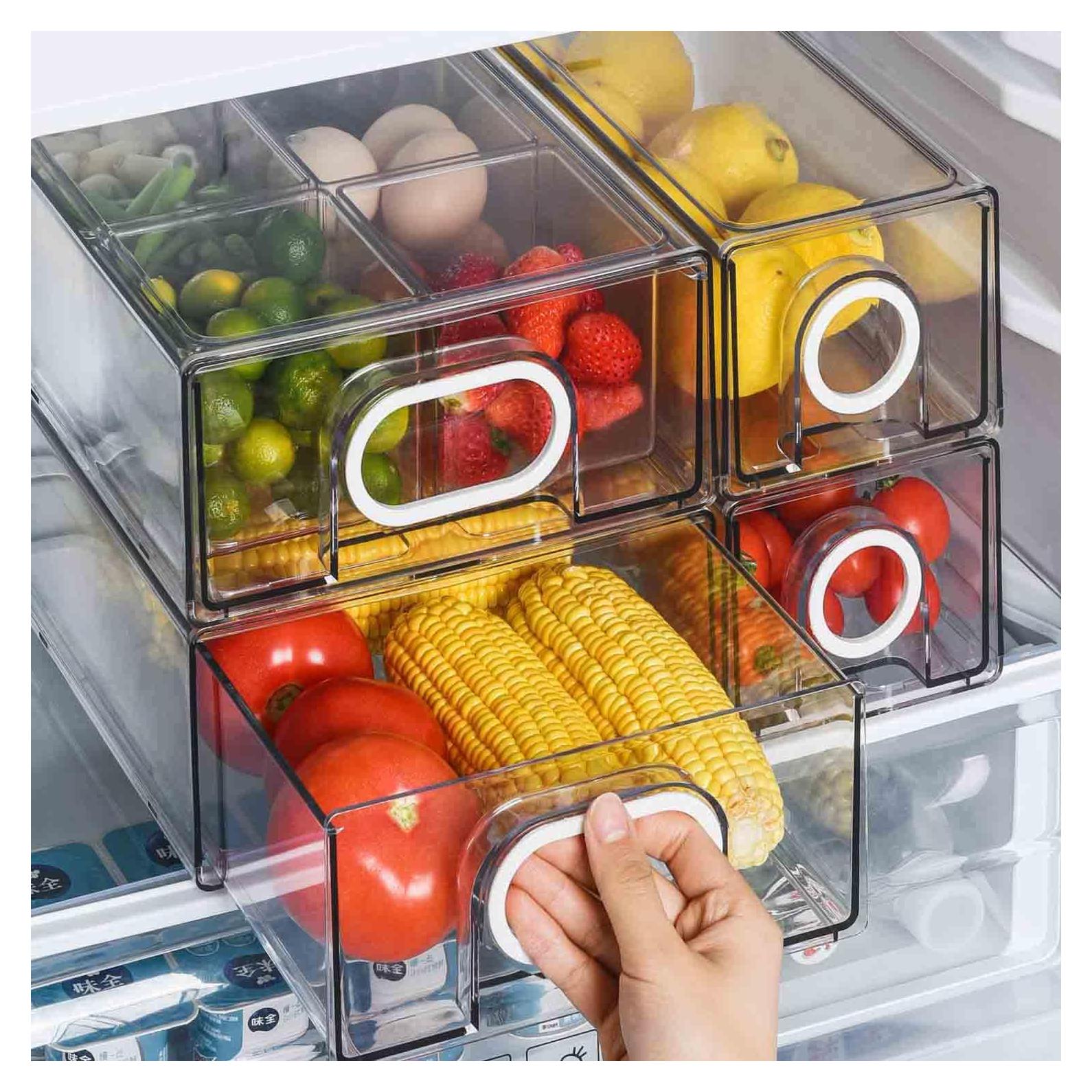 Organizadores de Refrigerador UNIKON 6 Piezas Apilables Blancos