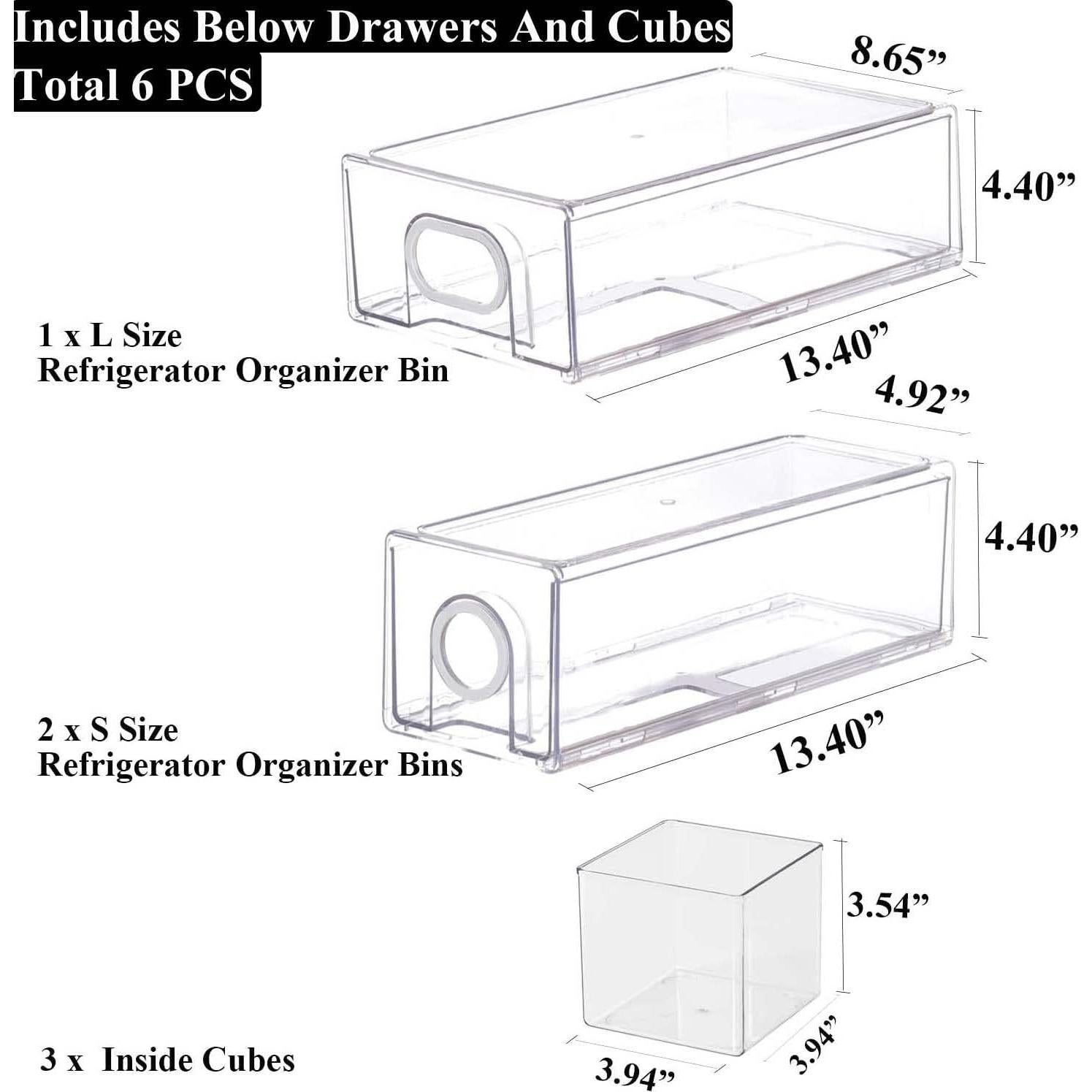 Organizadores de Refrigerador UNIKON 6 Piezas Apilables Blancos