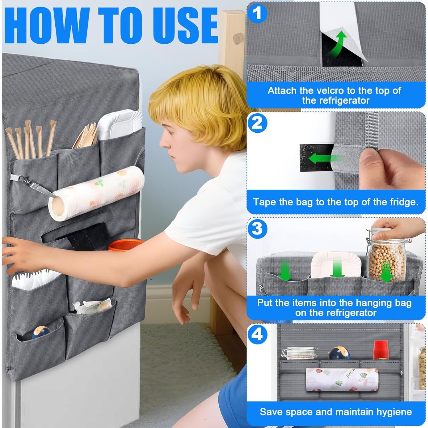 Organizador Colgante para Mini Nevera RGQSUN 140x40 cm 15 Bolsillos