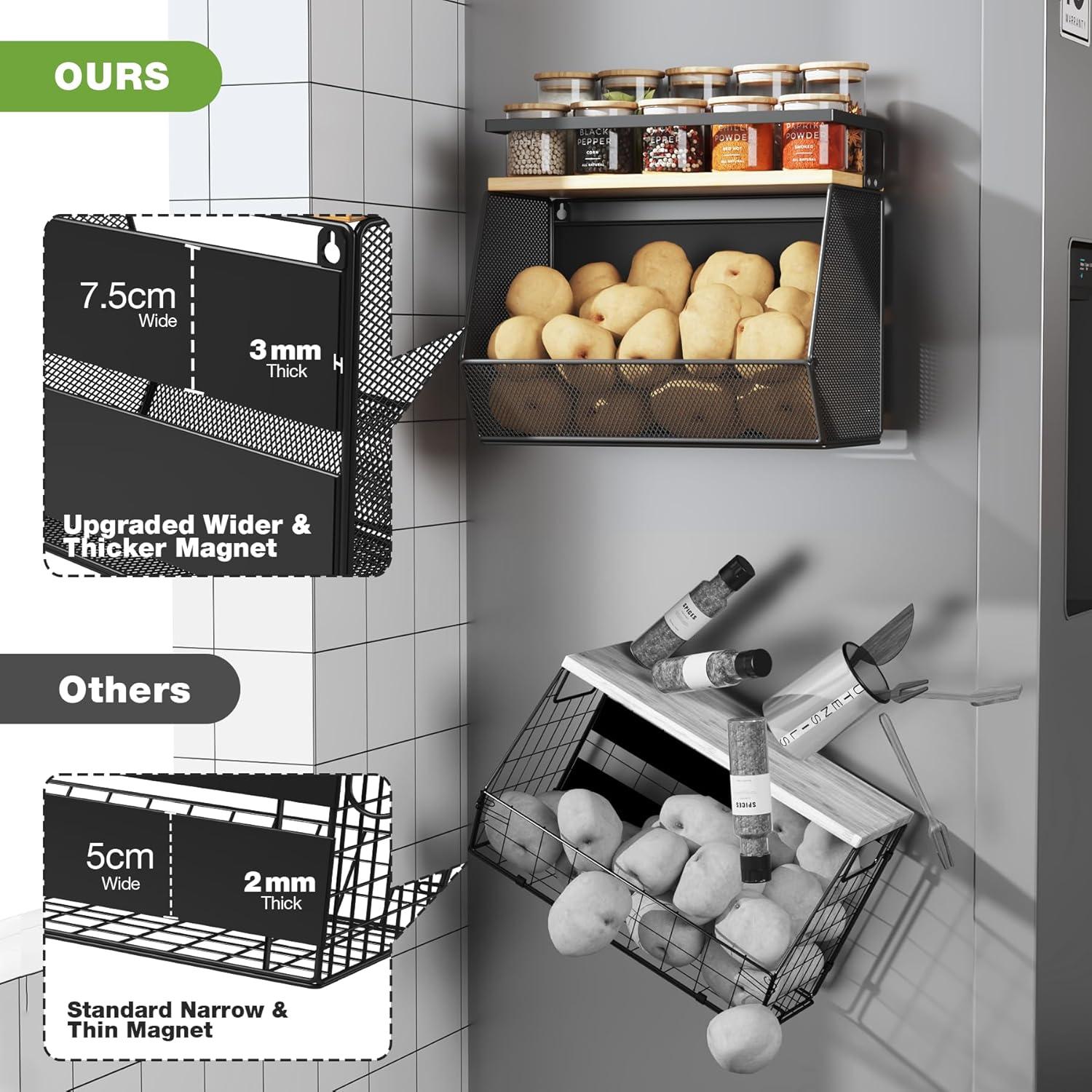 Estante Magnético para Nevera Litwaro con Parte de Bambú 35.1x17.3x30cm