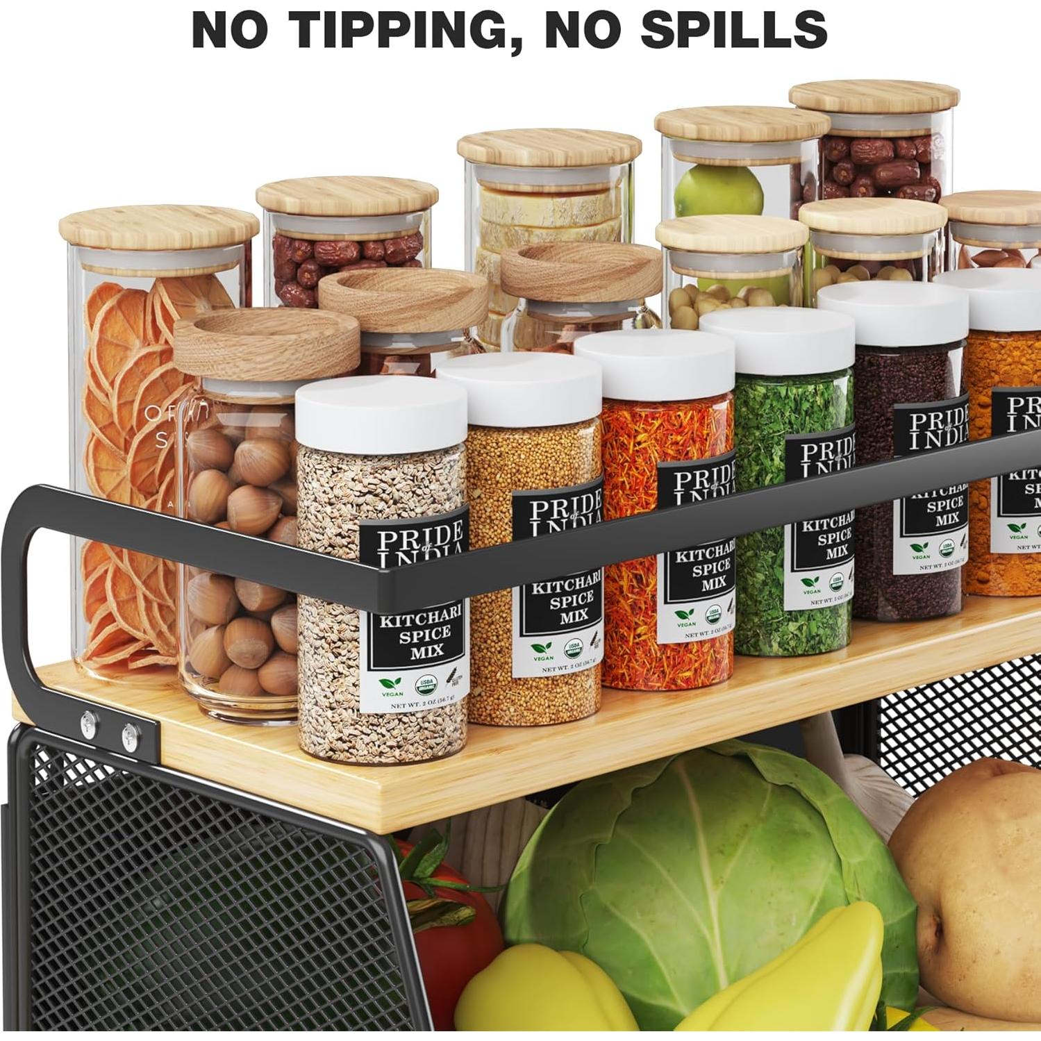 Estante Magnético para Nevera Litwaro con Parte de Bambú 35.1x17.3x30cm