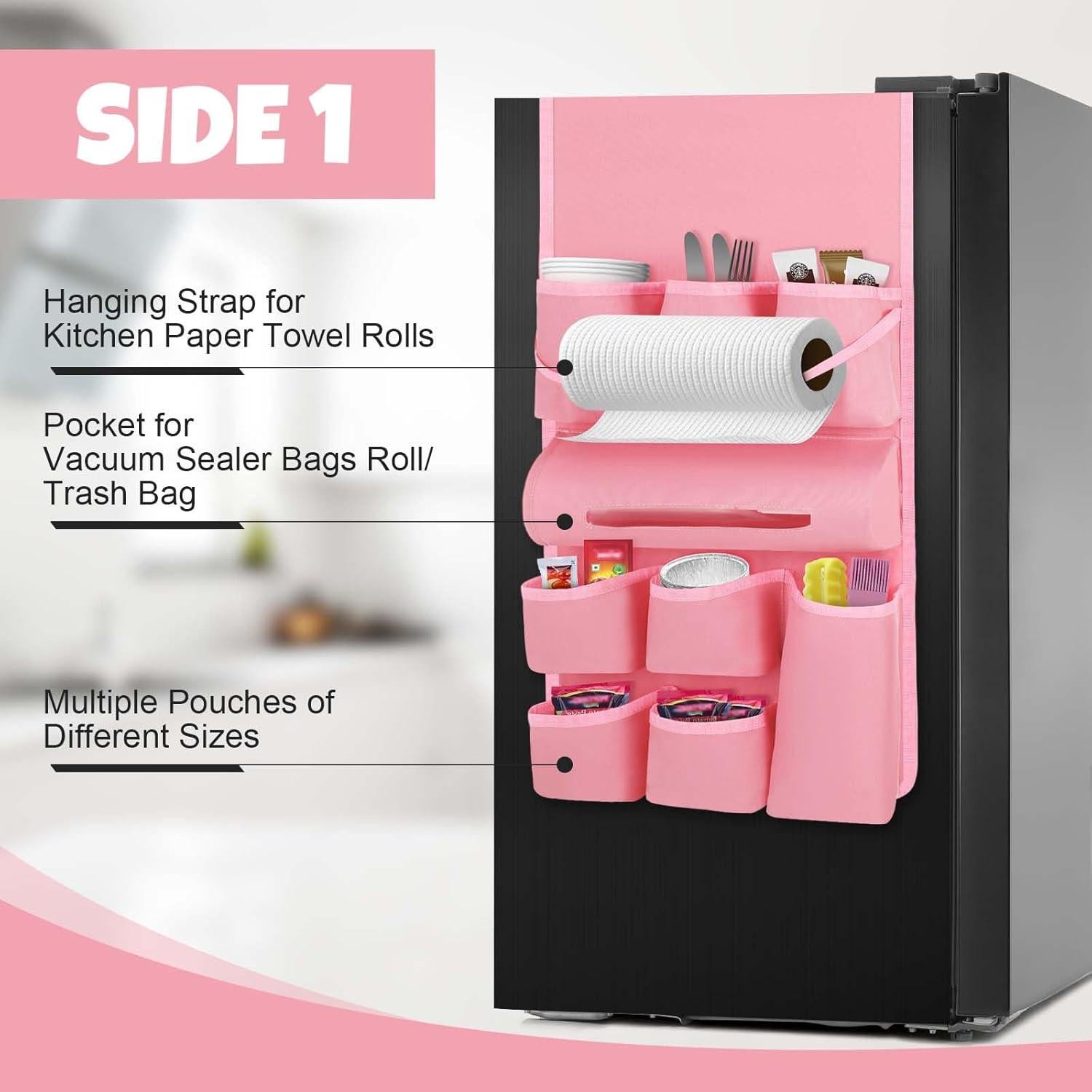 Organizador de Mini Nevera Weysat Rosa 14 Bolsillos 32.5x26.5cm